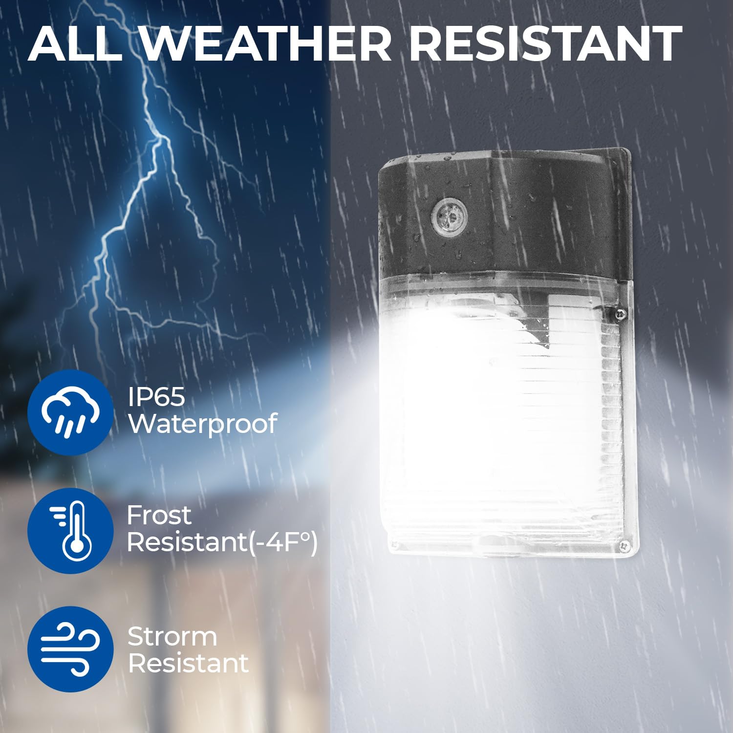 CINOTON 26W LED Wall Pack Light with Dusk to Dawn Sensor, 3000LM[100-277Vac/160W HID/HPS Equiv.] IP65 Waterproof Outdoor Securit