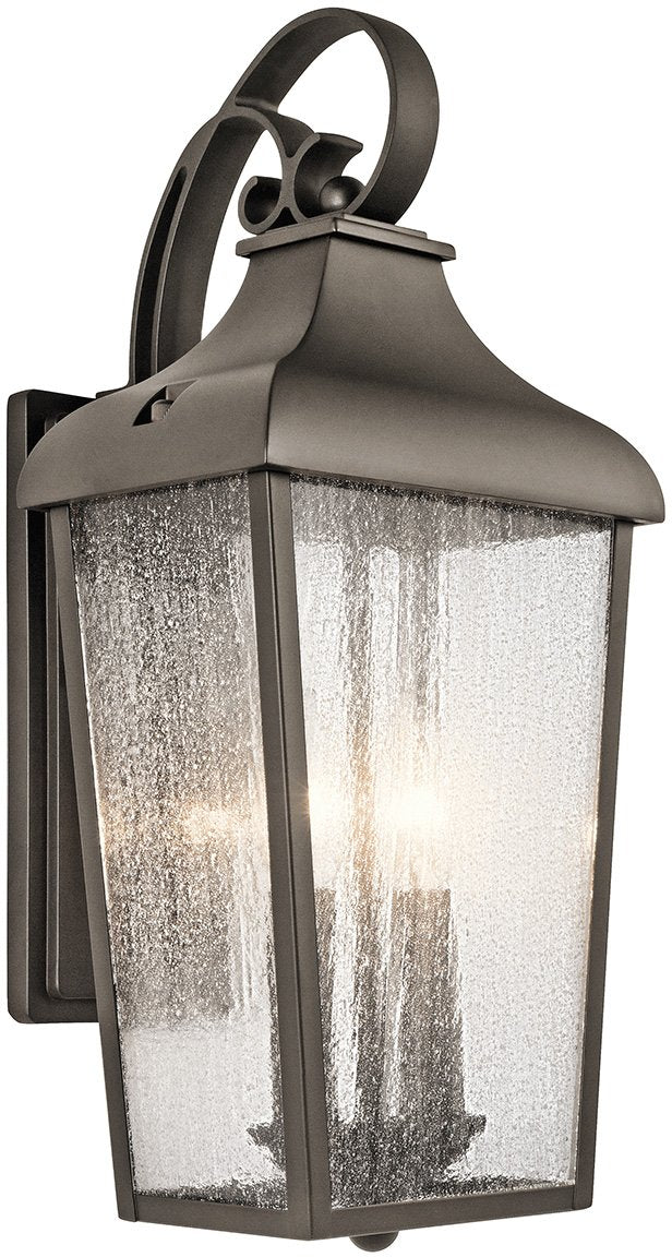 Kichler Forestdale 18.5'' Outdoor Wall Light In Olde Bronze, 2-Light Exterior Wall Sconce With Clear Seeded Glass, (18.5'' H X 8