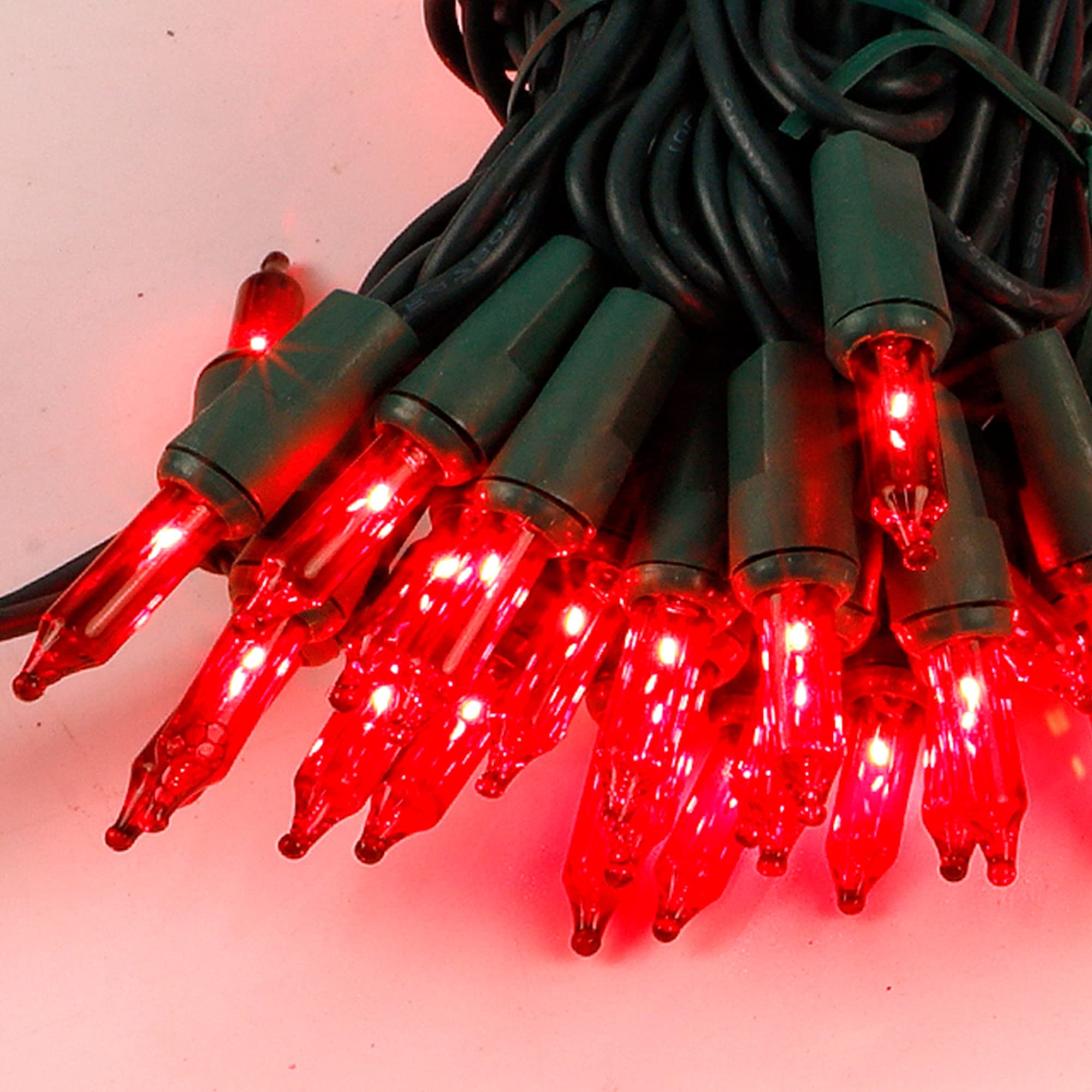 Twinkle Star 150-Count Incandescent Mini String Lights, Red, 120V UL Certified for Indoor Outdoor Xmas Tree, Wreath, Patio, Party Decor
