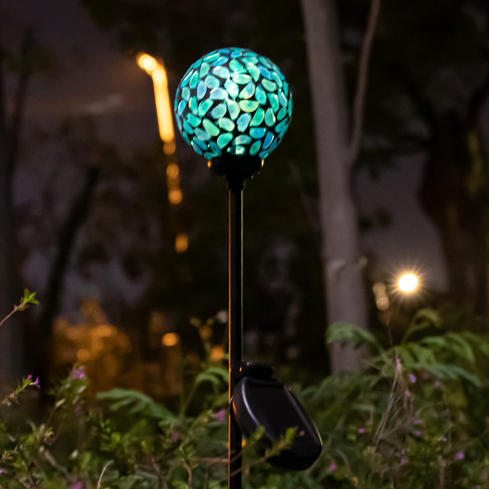 Vcuteka Mosaic Solar Lights Outdoor - Waterproof Led Garden Stake Light, Blue, 1 Pack