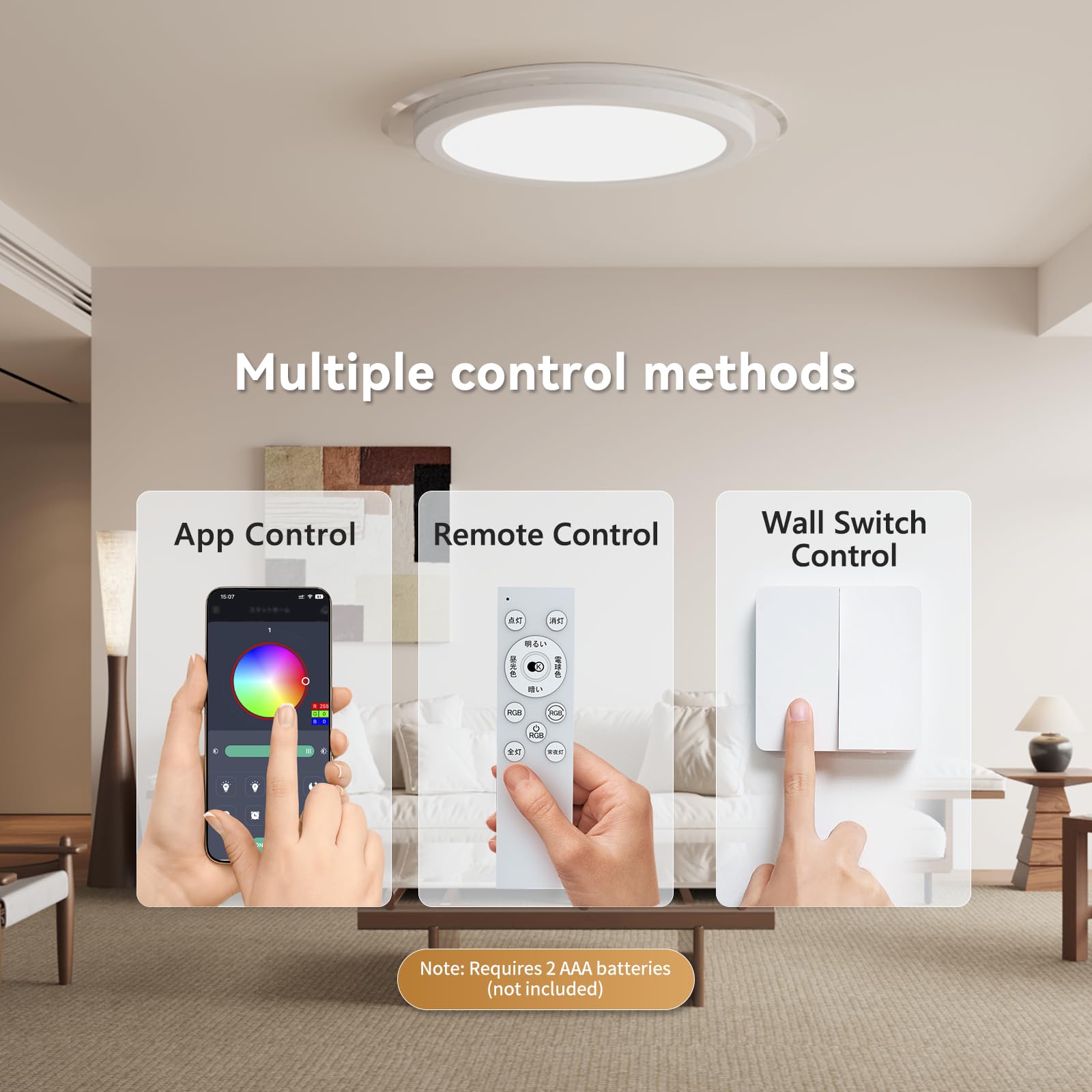 Aphyni Planetary Ring Rgb Ledceiling Light Fixture With Remote, 2400Lm 3000K-6500K Dimmable Flush Mount Light, Smart App Control