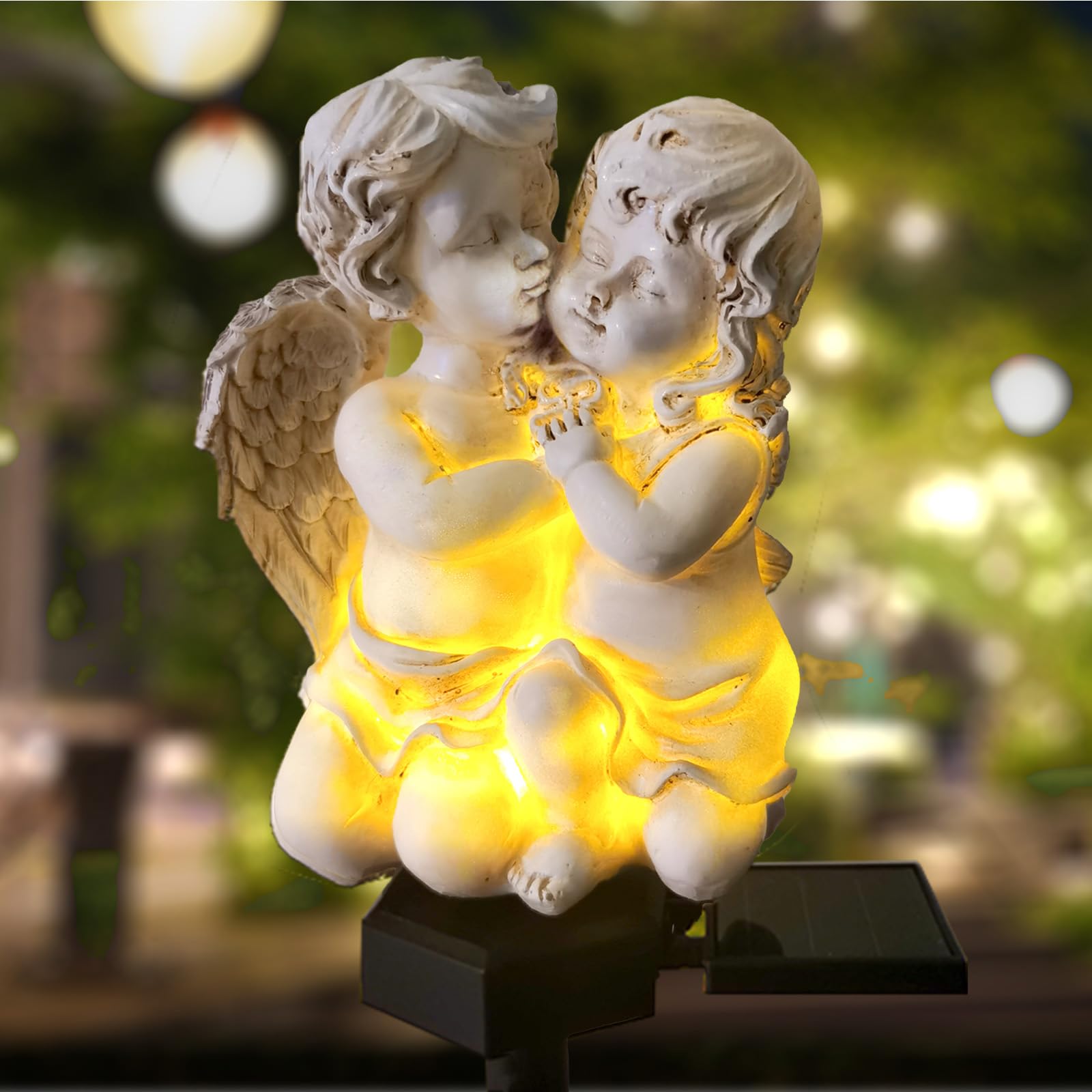 Qh & Garden Angel Solar Garden Light - Led Waterproof Angel Light For Garden, Balcony, Yard, Lawn, Pathway, Walkway - Garden Solar Powered Outdoor Decor, Memorial Gifts
