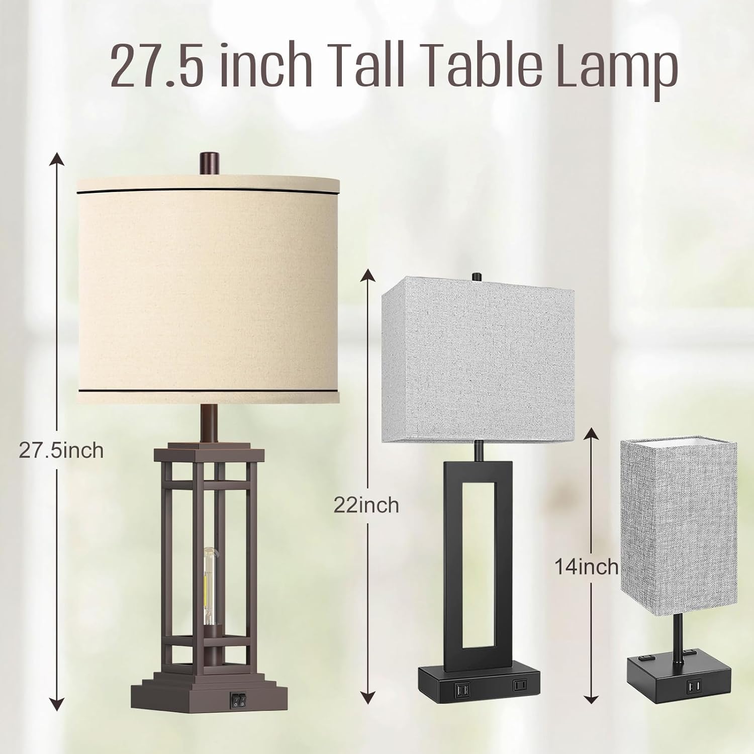 ROTTOGOON 27.5" Tall Farmhouse Table Lamp, Oil-Rubbed Bronze, USB C & A Ports, Rustic Metal Design for Living Room & Nightstand, Model ROLP