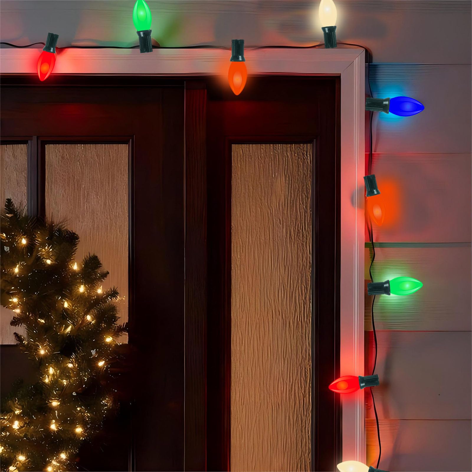 Lnguistic Vintage C9 LED Christmas Lights, 25ft Multicolor String Lights, 26 Bulbs, Indoor/Outdoor Holiday Decoration