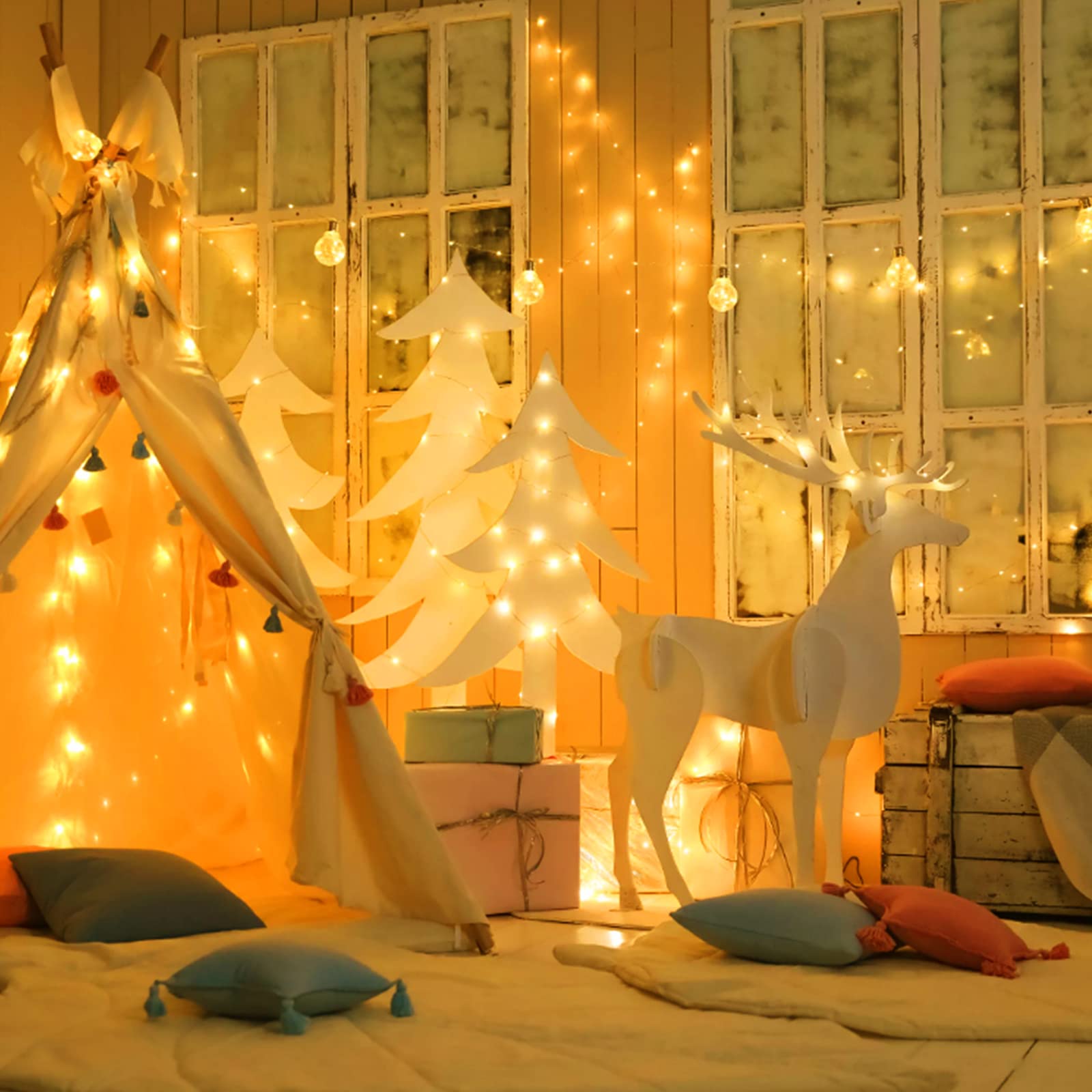 Minetom 72 Ft 200 LED Warm White Twinkle String Lights, Copper Wire Fairy Lights for Bedroom, Party, Christmas Tree
