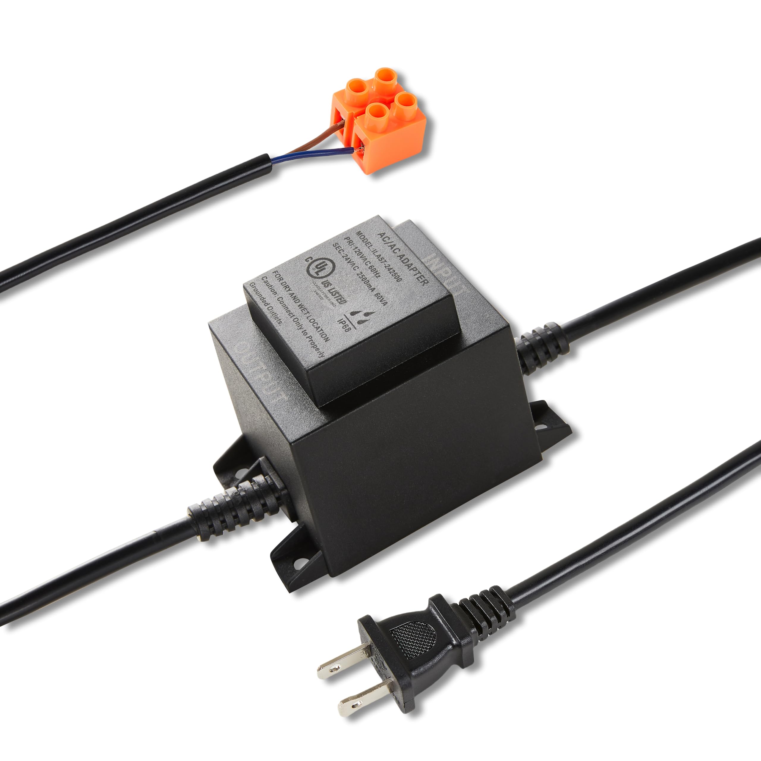 NVMIDTC Outdoor Landscape Transformer UL Listed 110/120V to AC 24V/2.5A, 60W Waterproof Power Supply Converter for LED Spotlight