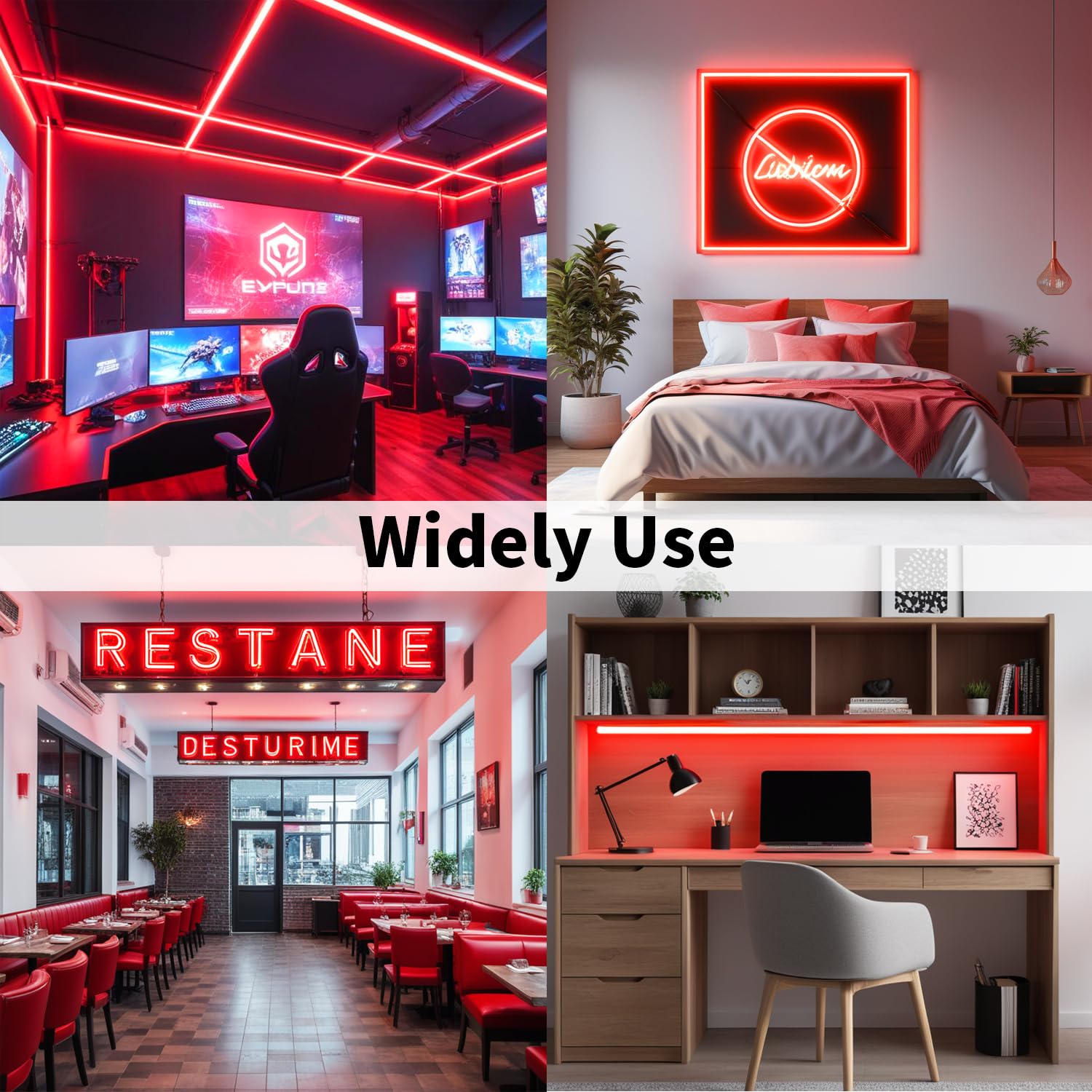 iNextStation 32.8ft Red LED Strip Light, Waterproof 24V 2835 SMD, Flexible Cuttable Tape Light for Bedroom, Kitchen, TV