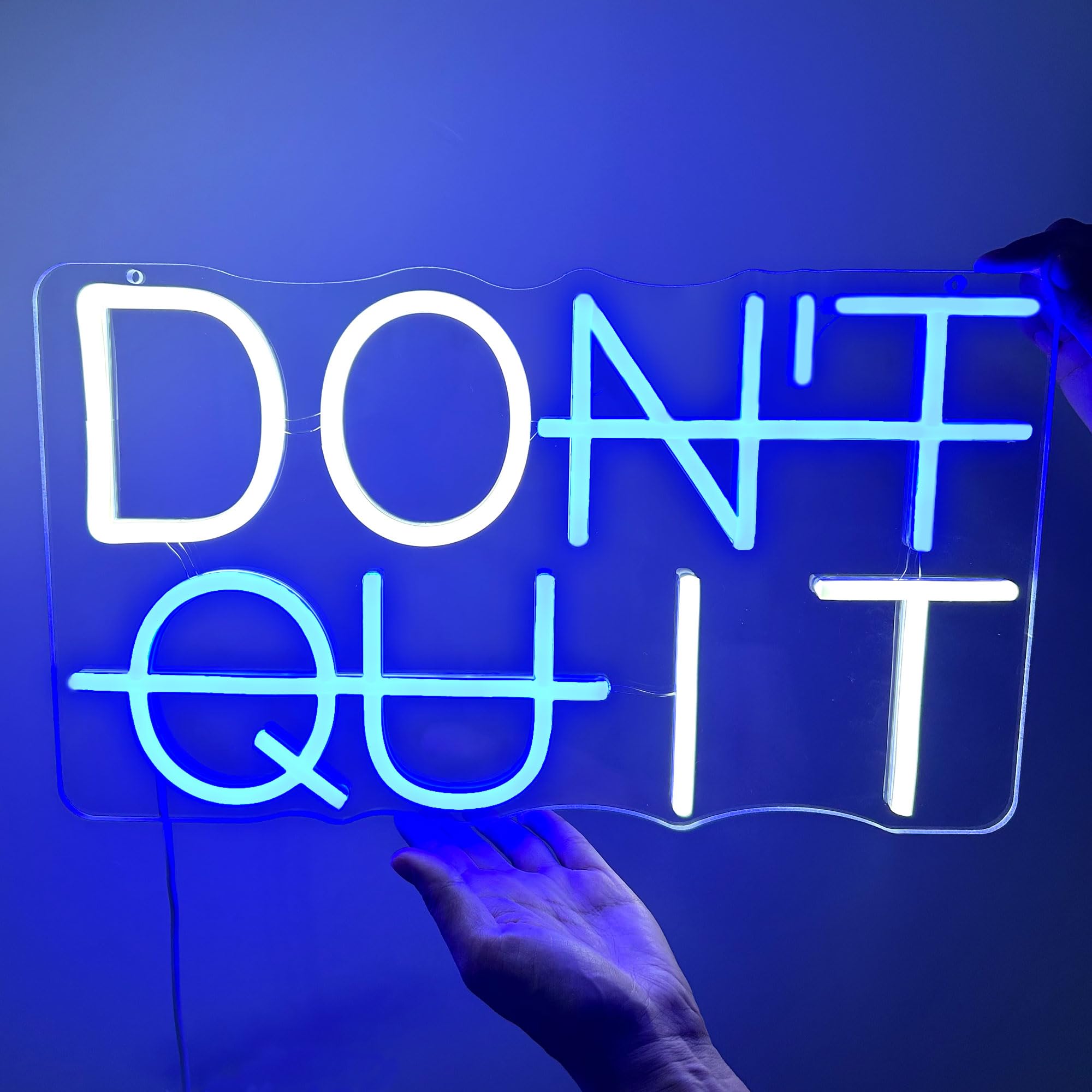 HAJAE LED Neon Sign - DONT QUIT Wall Decor, Dimmable, USB Powered, Blue & White