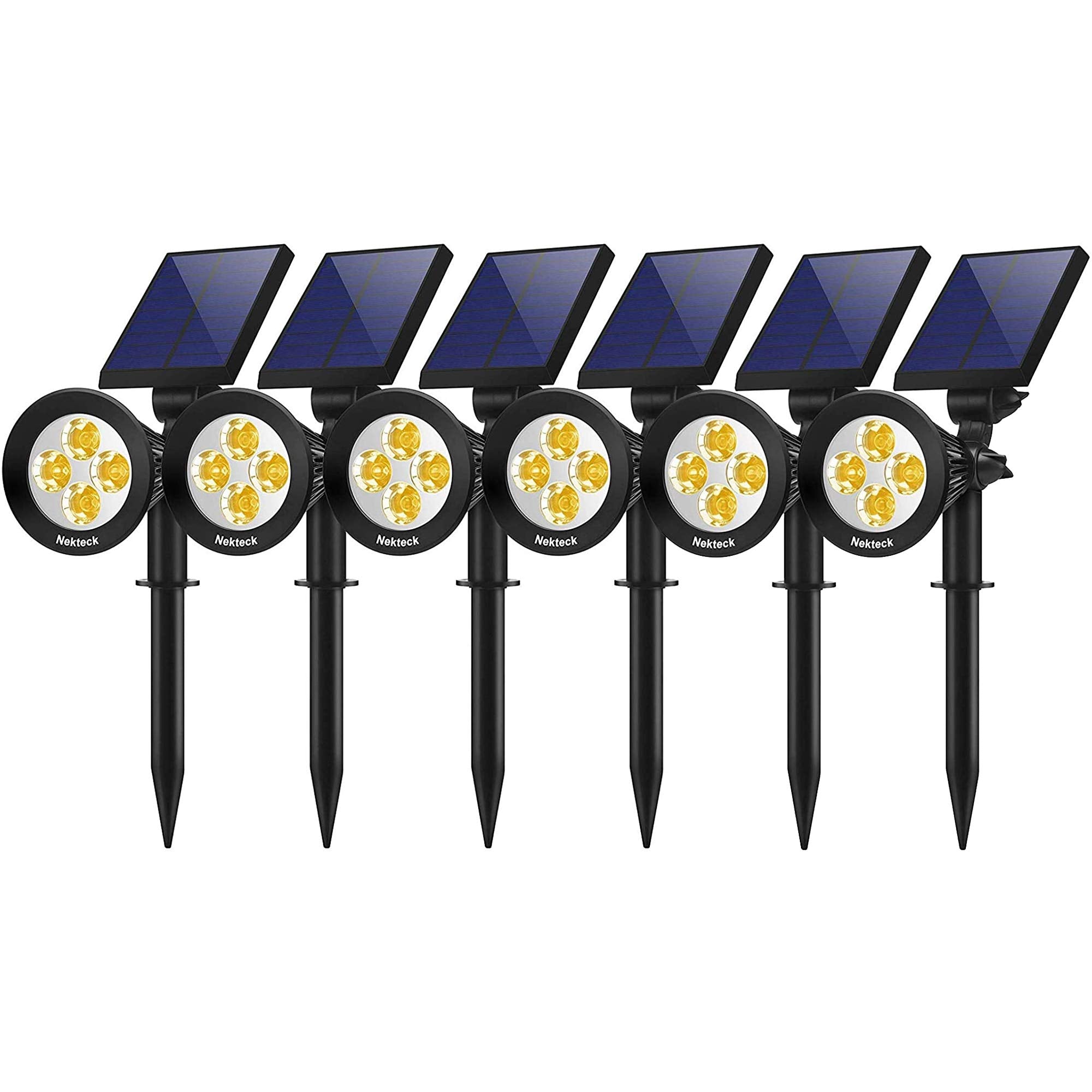 Nekteck Solar Spot Lights, 2-in-1 Outdoor Waterproof, Bright/Dark Sensing, 6 Pack, Warm White, Model: spot-cha-2-SP