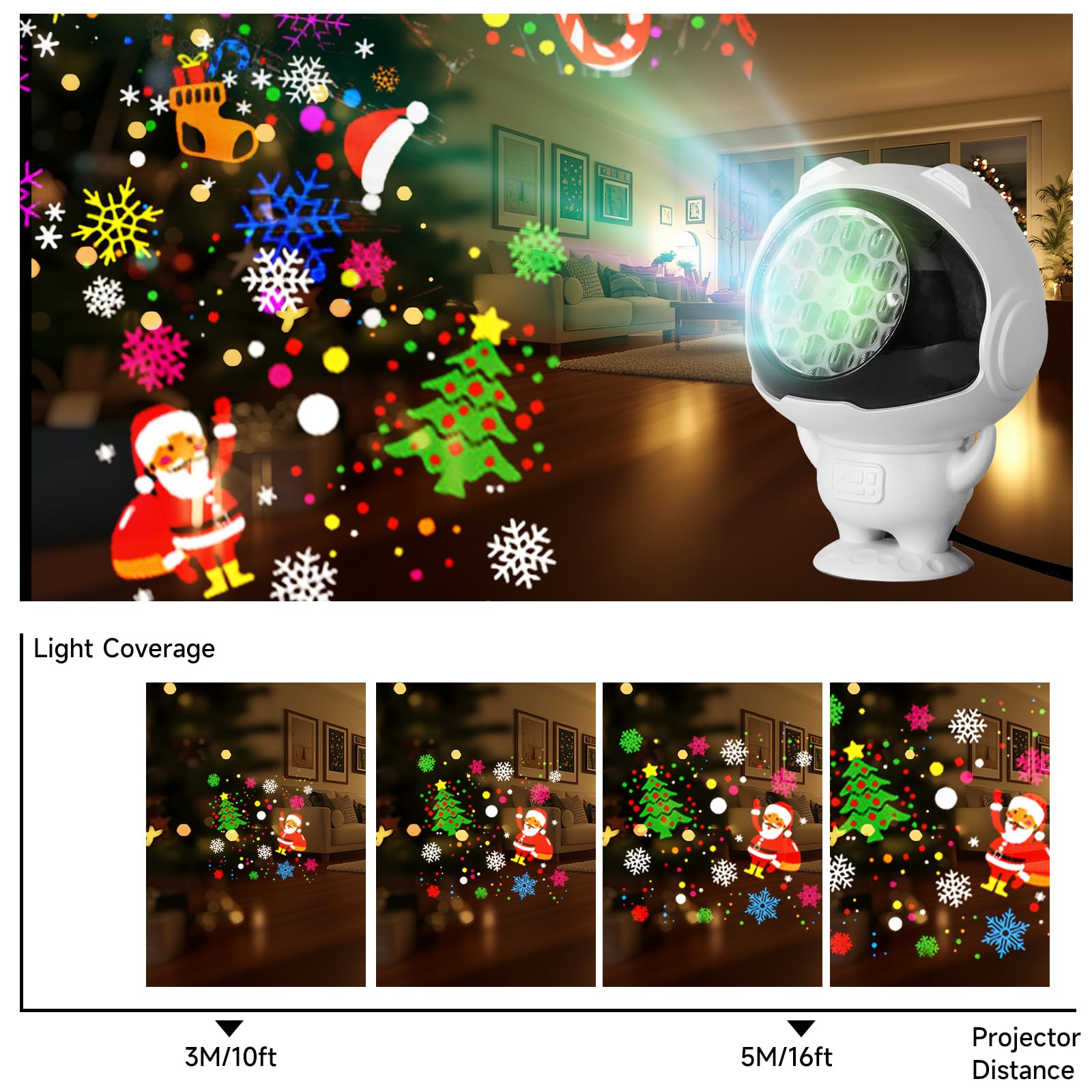 Zarkeet Christmas Projector Lights Indoor/Outdoor, Led Lights Projector For Christmas Decorations, Holiday Projector For Christm