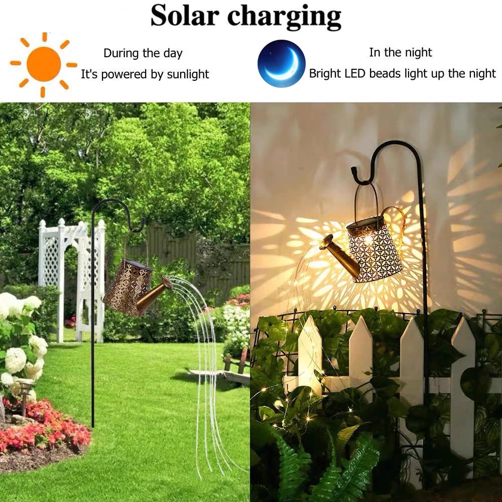 B-Best Solar Lights Outdoor Garden Decorations,Watering Can Landscape Light Large Hanging Lantern ,Outside Waterproof Patio Deco