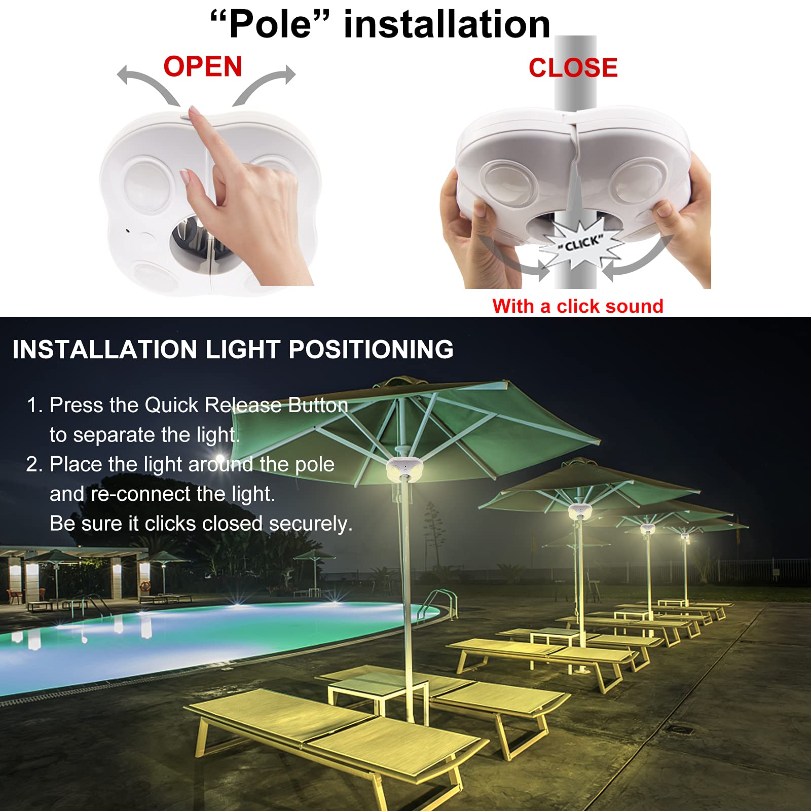 Honwell Patio Umbrella Lights Outdoor Umbrella Pole Light Battery Operated Cordless 12 Color Changing Umbrella Light With Remote