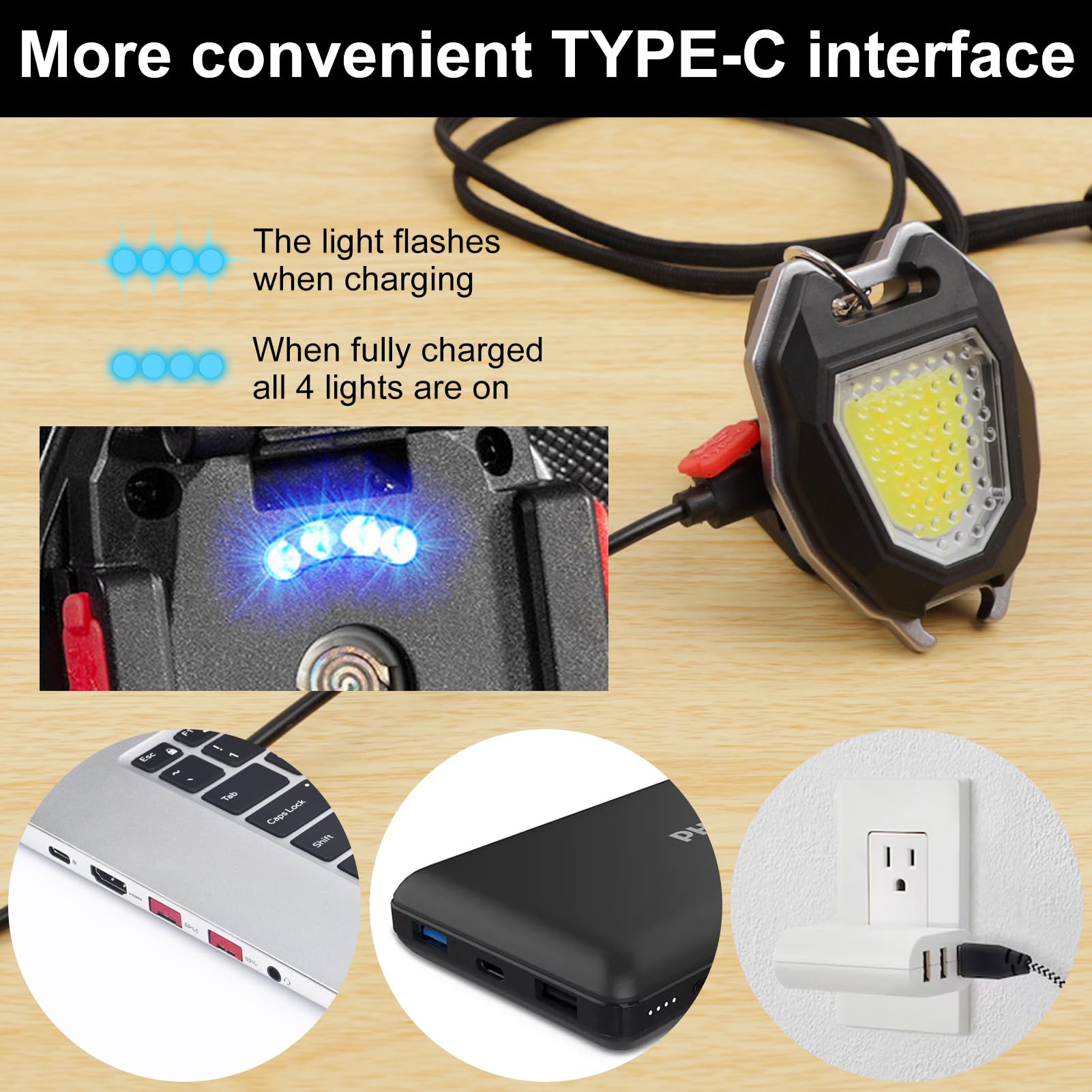 Sefone 7 Modes Cob Keychain Work Light 2 Pack, 1200 Lumens Bright Rechargeable Led Flashlight, Portable Pocket Light With Foldin