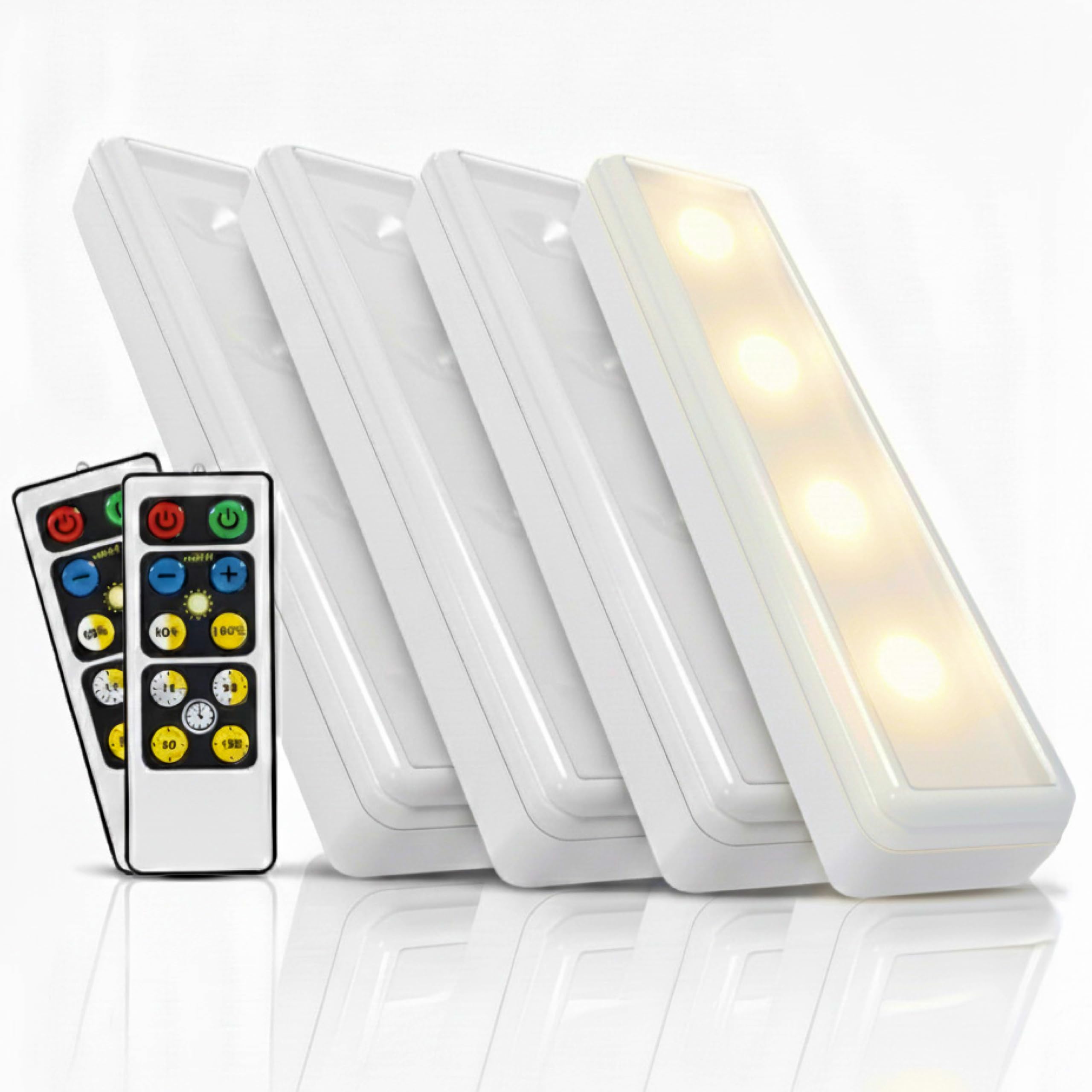 Brilliant Evolution Wireless LED Under Counter Lights, 4-Pack, 3000K Warm White, Battery Operated, Model BRRC120IR4, Stick On Fixtures