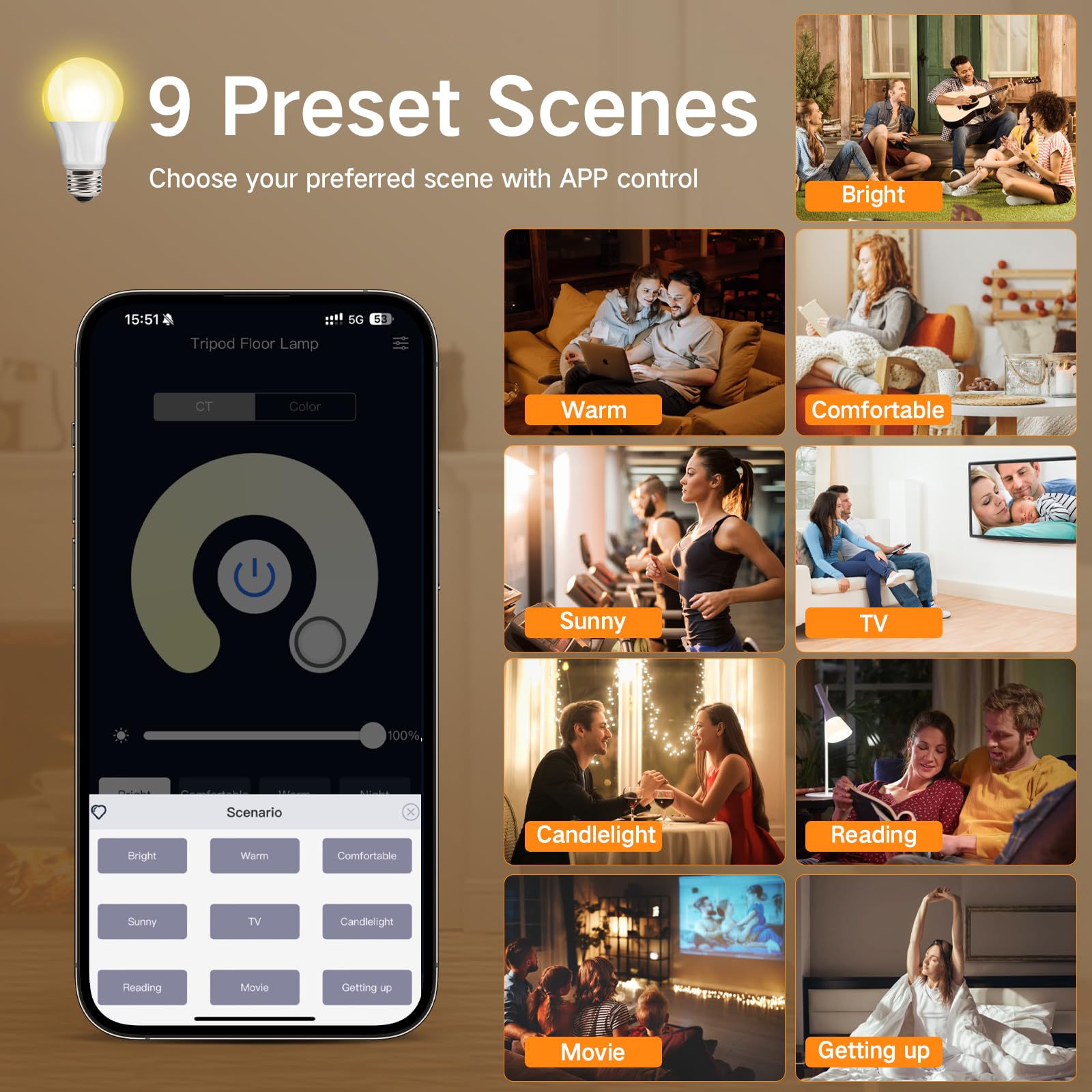 Outon 2 Pack A19 Led Light Bulb With Remote Control, Efficient 9W Led Bulb (60Watt Equivalent), 810 Lm, Dimmable, 3000K-6000K, E