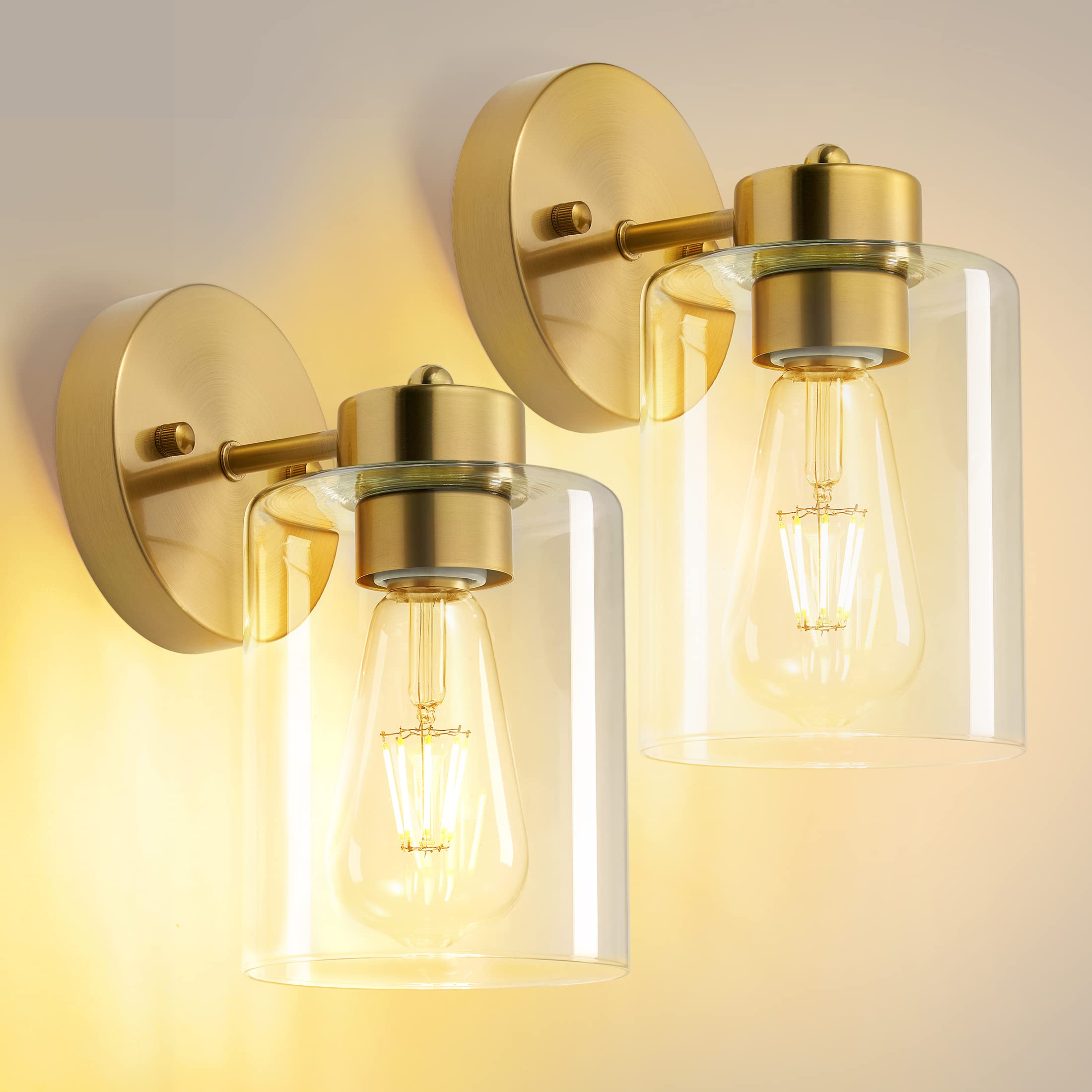 Porphyions Bathroom Light,Wall Sconces Set Of Two,Brushed Gold Vanity Sconce Lights,Morden Bathroom Gold Sconces Set,Brass Bathr