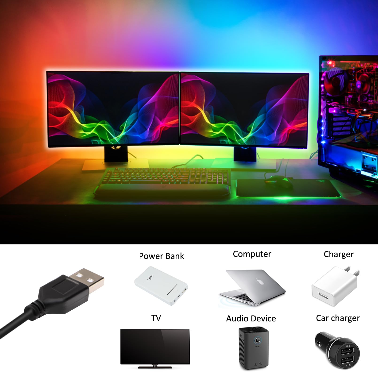 Xyop Usb Led Lights Strip 16.4Ft, Usb Powered Led Light With 17-Key Remote Controller Waterproof Rgb Color Changing Led Strip Fl