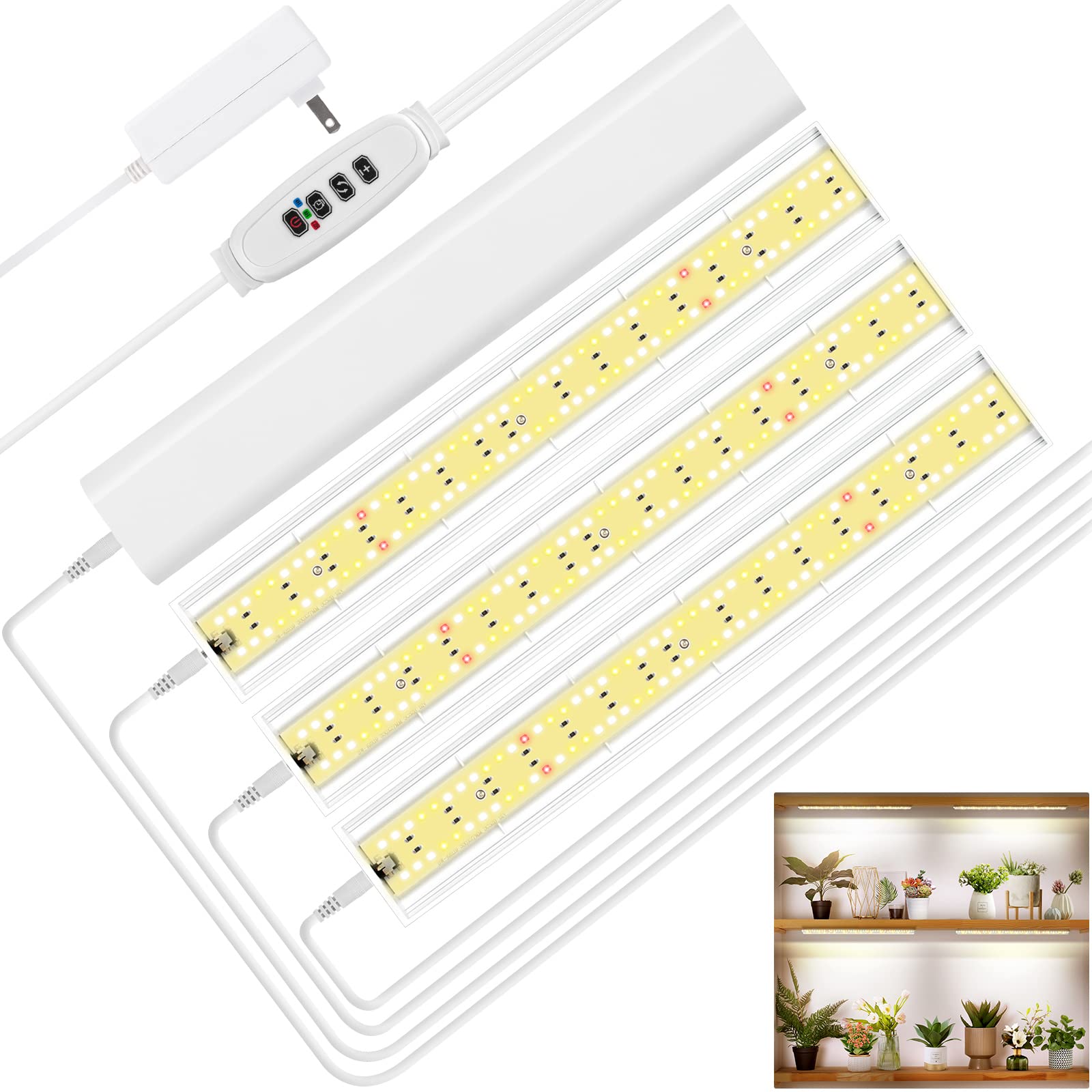 Foxgarden® Grow Light, Full Spectrum Plant Light Strip For Indoor Plants, 384 Led Bright Grow Lamp With Auto On/Off Timer 4/8/12H, 4 Switch Modes, 10 Dimmable Brightness, 4 Packs