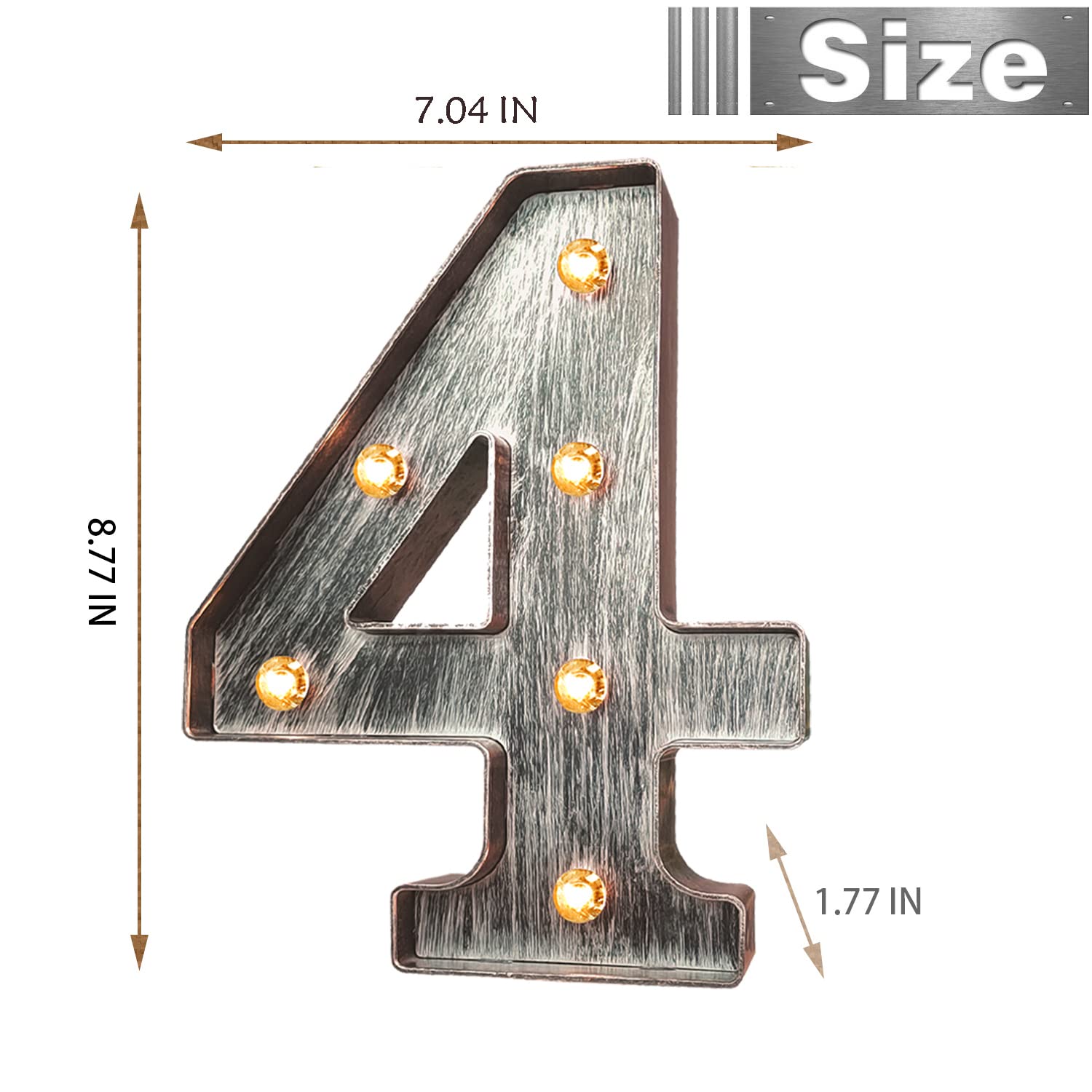 Glintee Brushed Silver Gray LED Number Lights Light Up Number Sign for Night Light Wedding/Birthday Party Battery Powered Christ