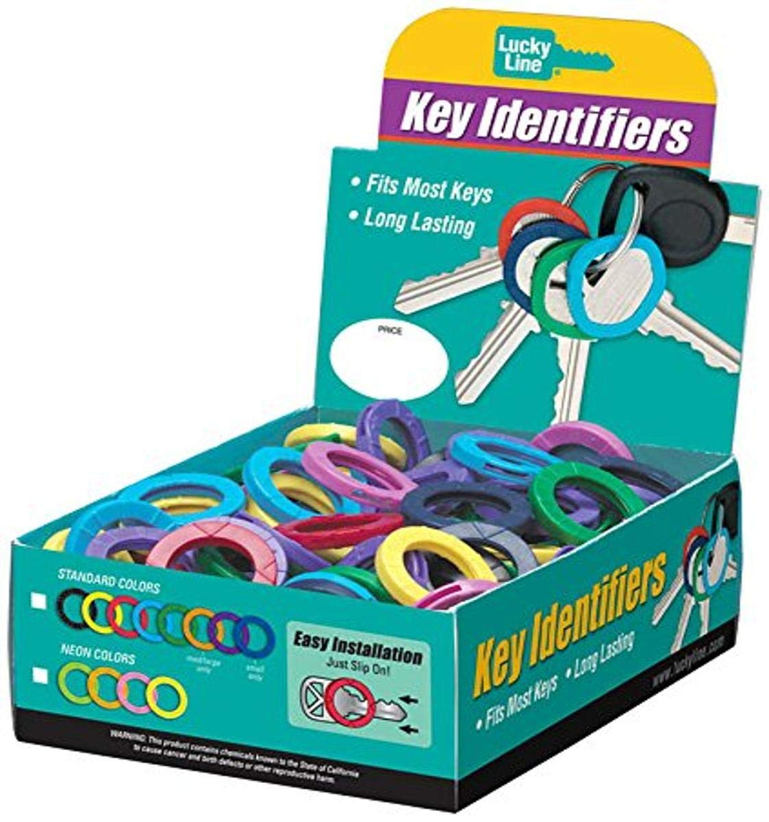 Lucky Line Key Identifier Large, 150 Count Box, Assorted Colors (16615)