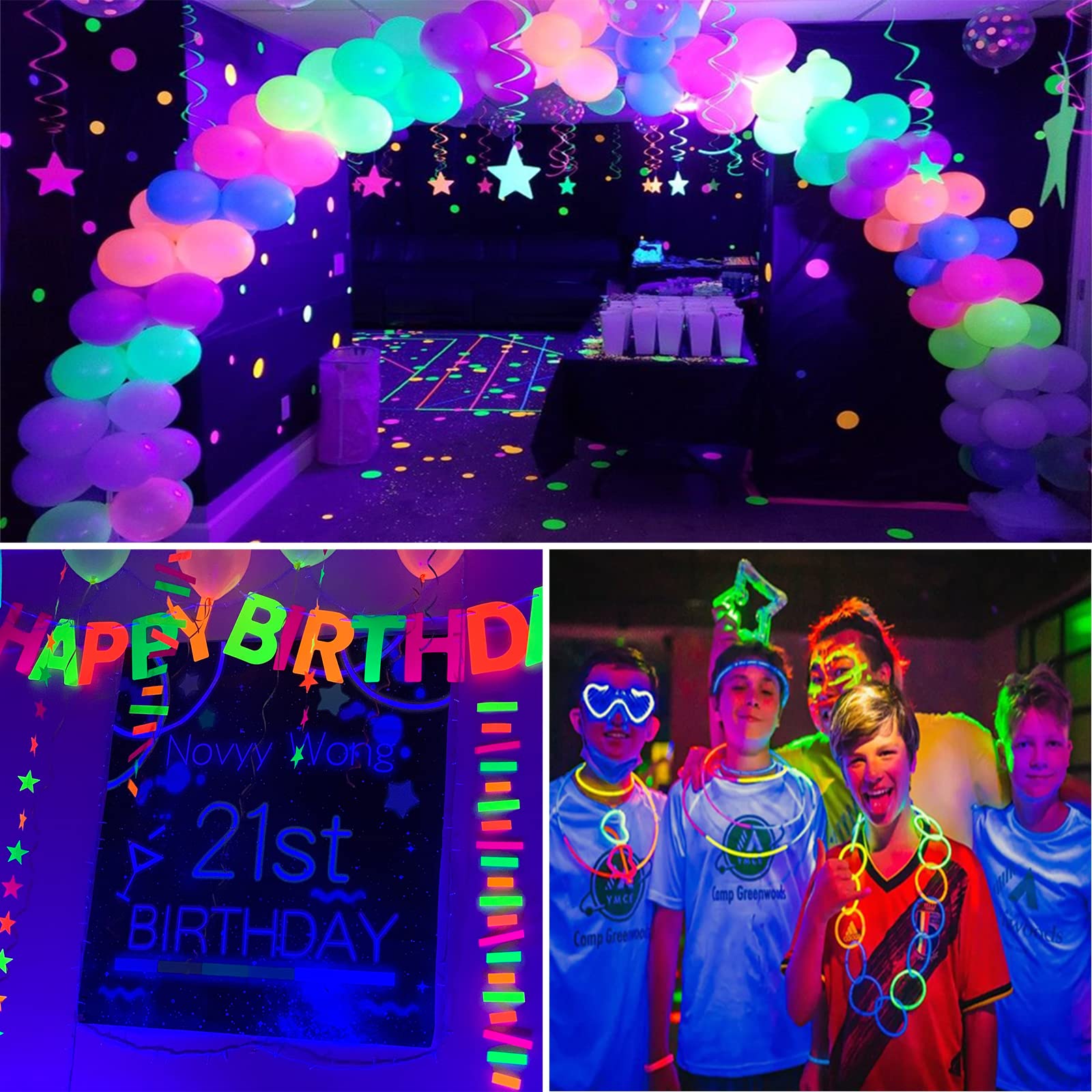 LOXYEE PAR38 Halloween LED Black Light Bulbs 2 Pack,E26 Base 20W(200W Equivalent) Black Light UVA Level 385-400nm, Glow in The D