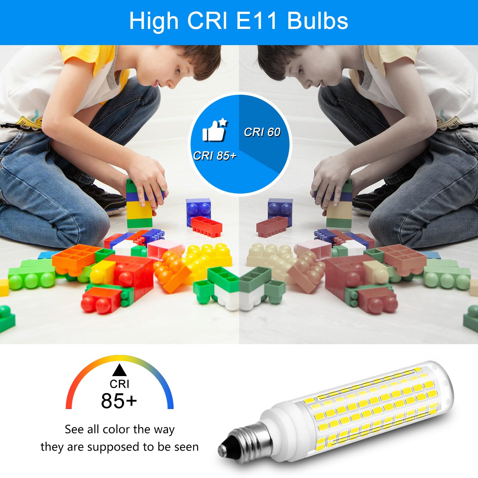 ZHENMING E11 LED Bulb 10W Dimmable Warm White 3000K, 4 Pack, JDE11, ABS, Suitable for Ceiling Fans & Chandeliers, Yellow