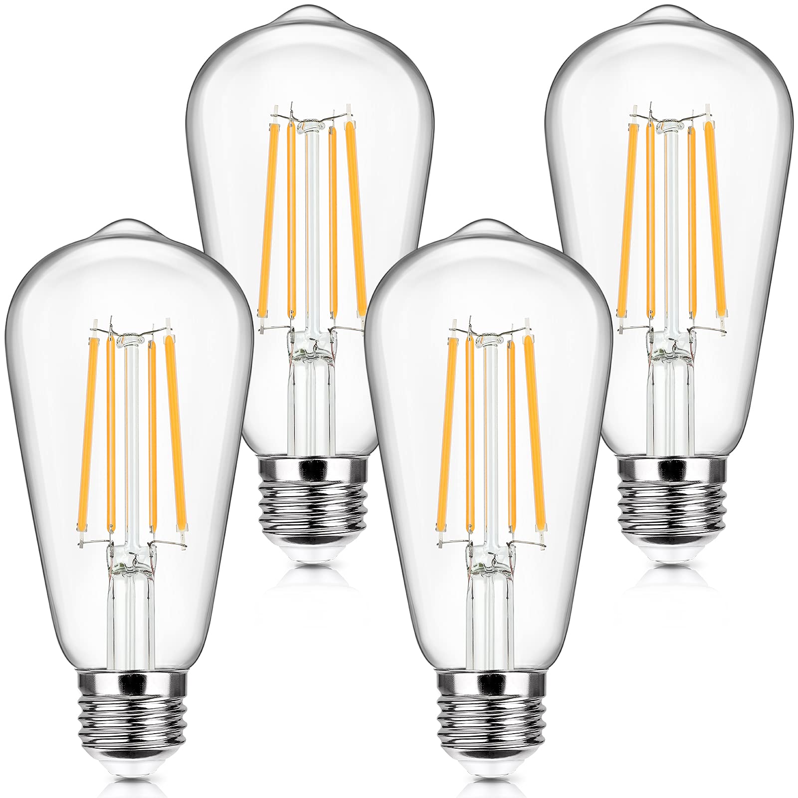 Sucolite 4-Pack Vintage Led Edison Bulbs, 100W Equivalent, 1400Lm, Soft Warm White, E26 Base