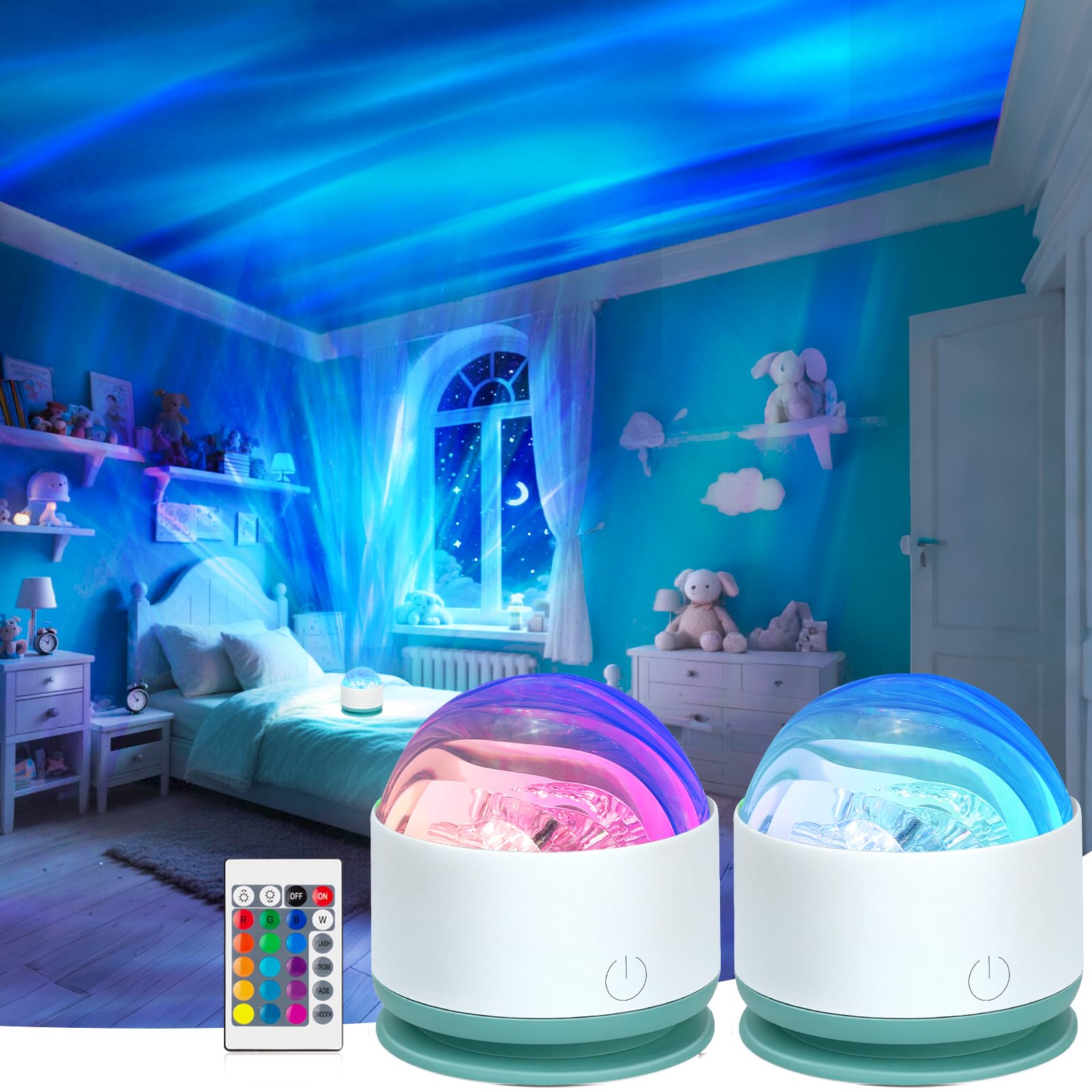 Avkast Northern Lights Projector, Rechargeable 16 Color Aurora Night Light Projector Ambient Lighting with Dimmable & Remote Con