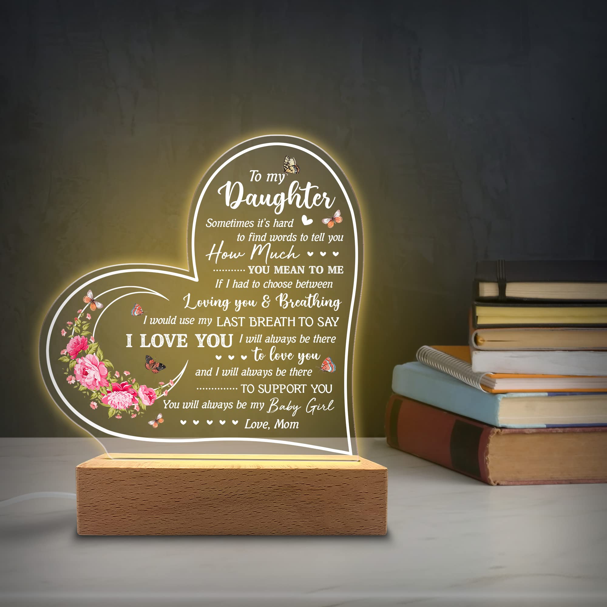 KITCHENVOY Acrylic Night Light - Sentimental Gifts for Daughter, To My Daughter, Model KITCHENVOY-NL001