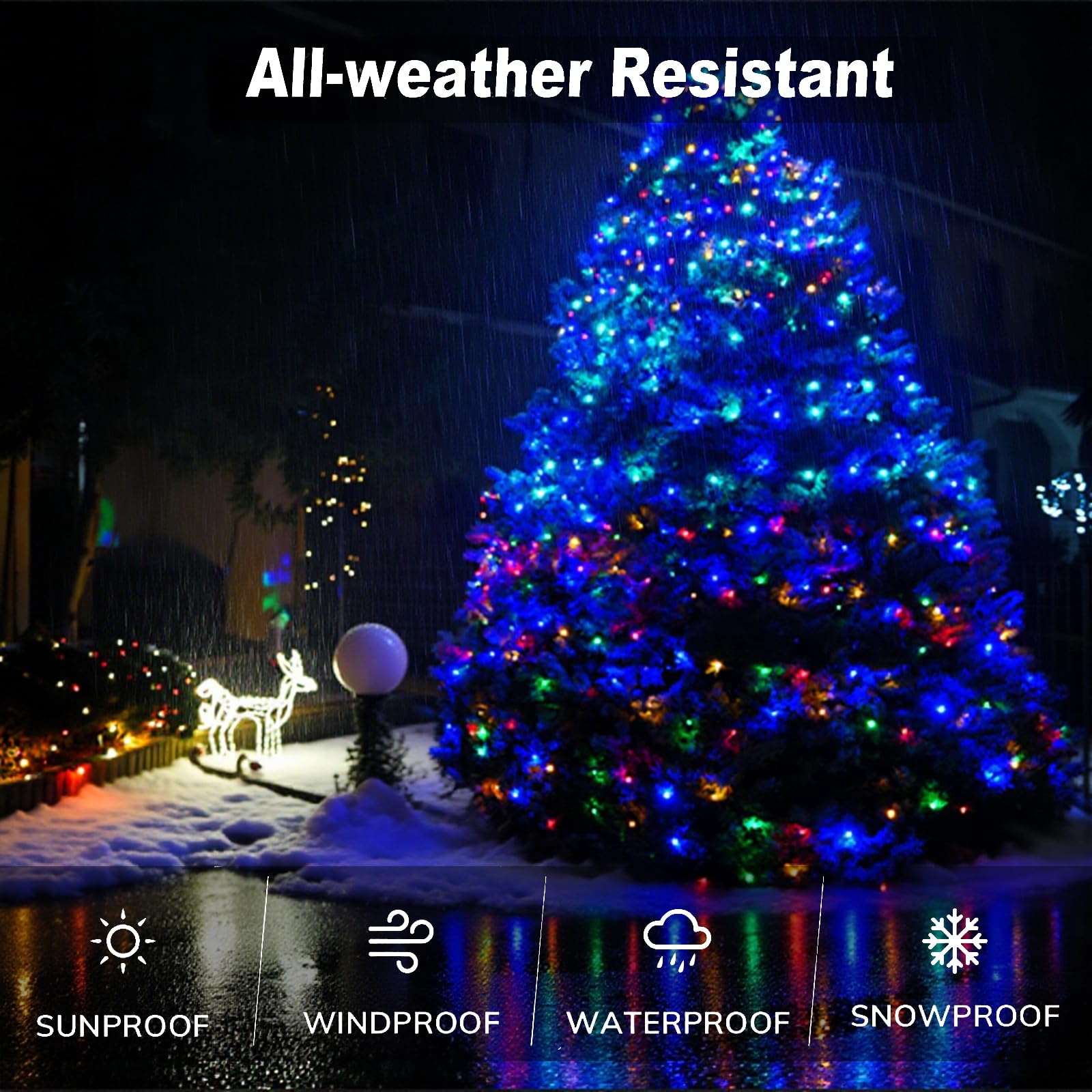 KENTA Solar String Lights 240FT 600 LED 8 Lighting Modes Waterproof 6 Pack Multicolor