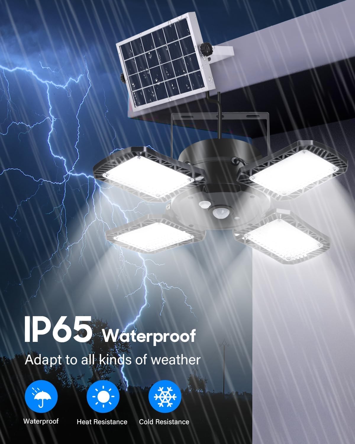 Lampelc Solar Shed Lights - 1000Lm 128Led Motion Sensor Outdoor Barn Light, 2 Pack