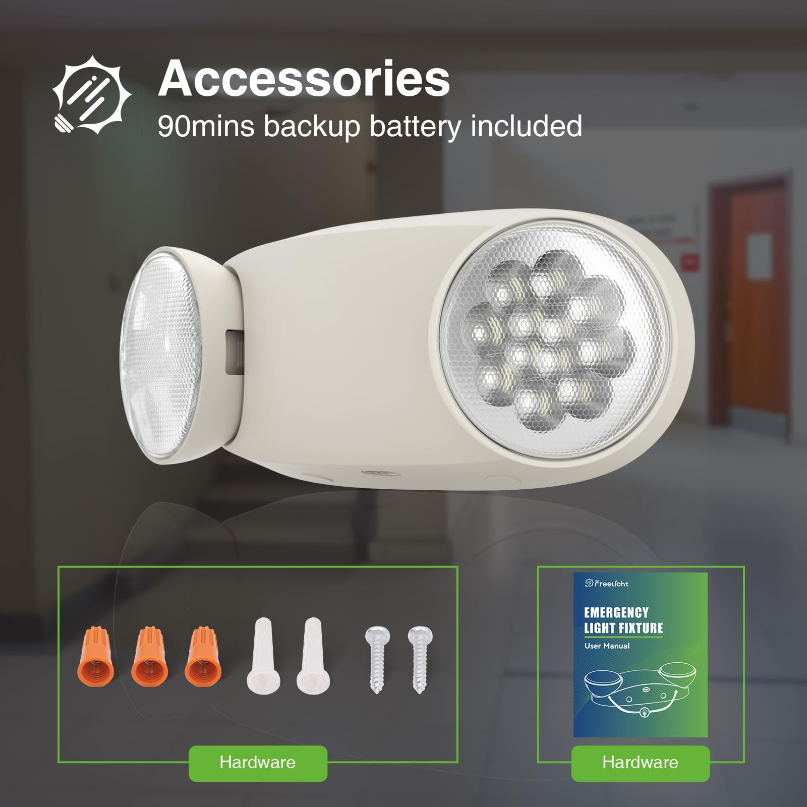 Freelicht 12 Pack Emergency Lights For Business, With Battery Backup, Two Head Adjustable Led Emergency Lighting, Ul 924 Certifi
