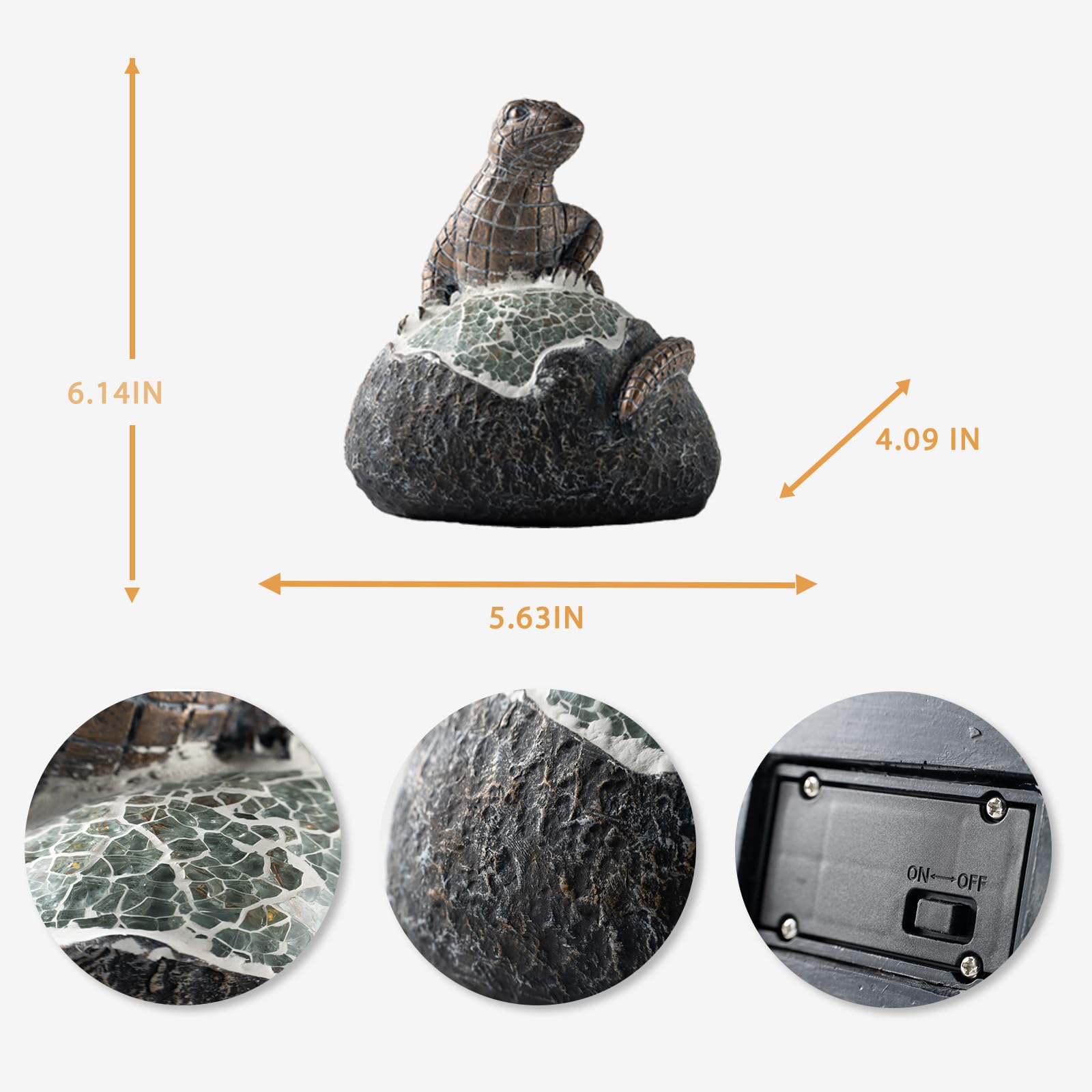 Rezpuao Solar Garden Outdoor Statues Lizard With Led Lights - Lawn Decor Lizard Statue For Patio, Balcony, Yard Ornament - Uniqu