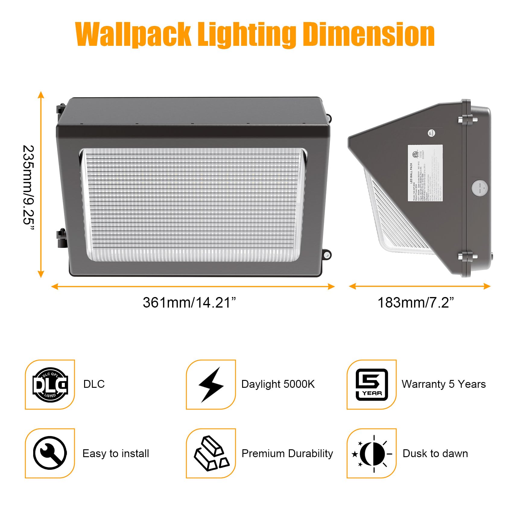 Bbestled Led Wallpack Lights Outdoor 120W Flood Lights Dusk To Dawn Etl Dlc 120-277V 5000K 15600Lm Ip65 Waterproof, Wall Pack Li