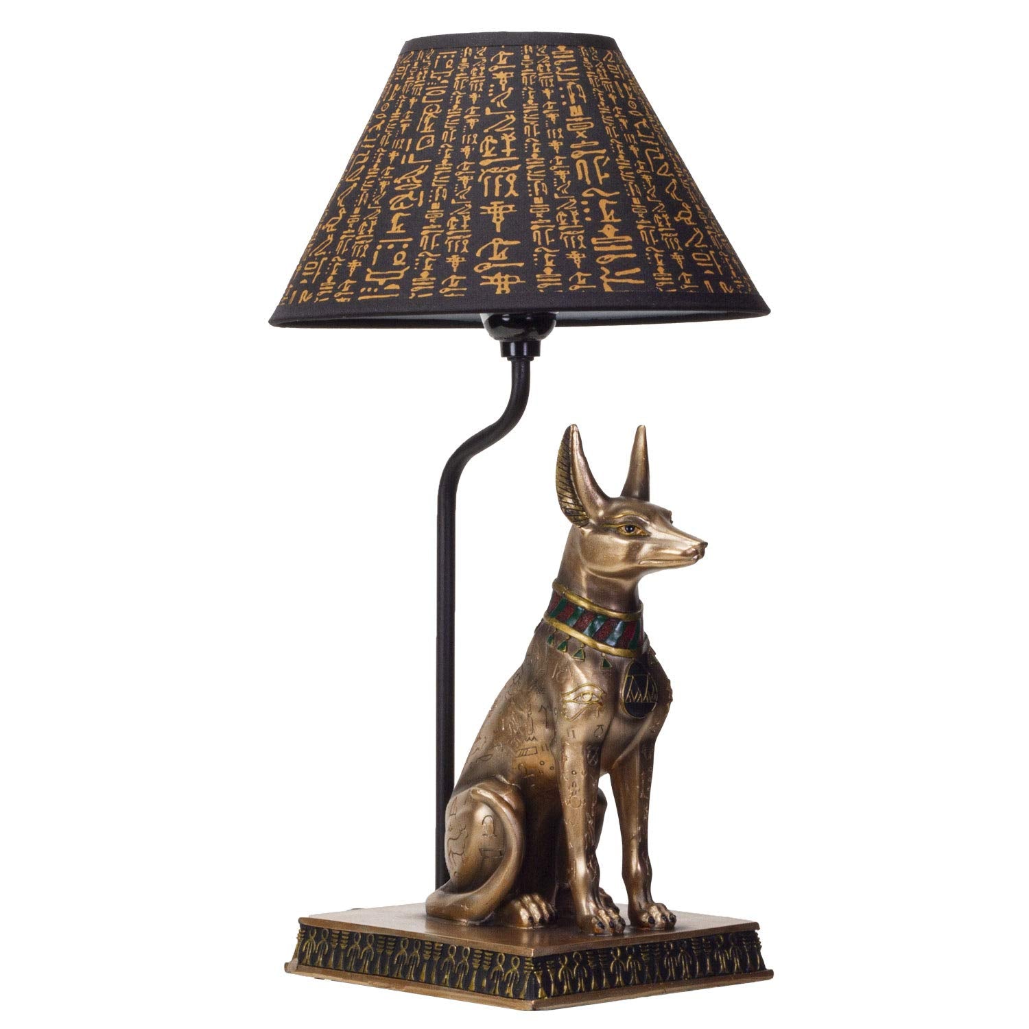 Pacific Giftware Egyptian God of Underworld Anubis Sculptural Table Lamp with Shade 18 inch Tall (Bronze)