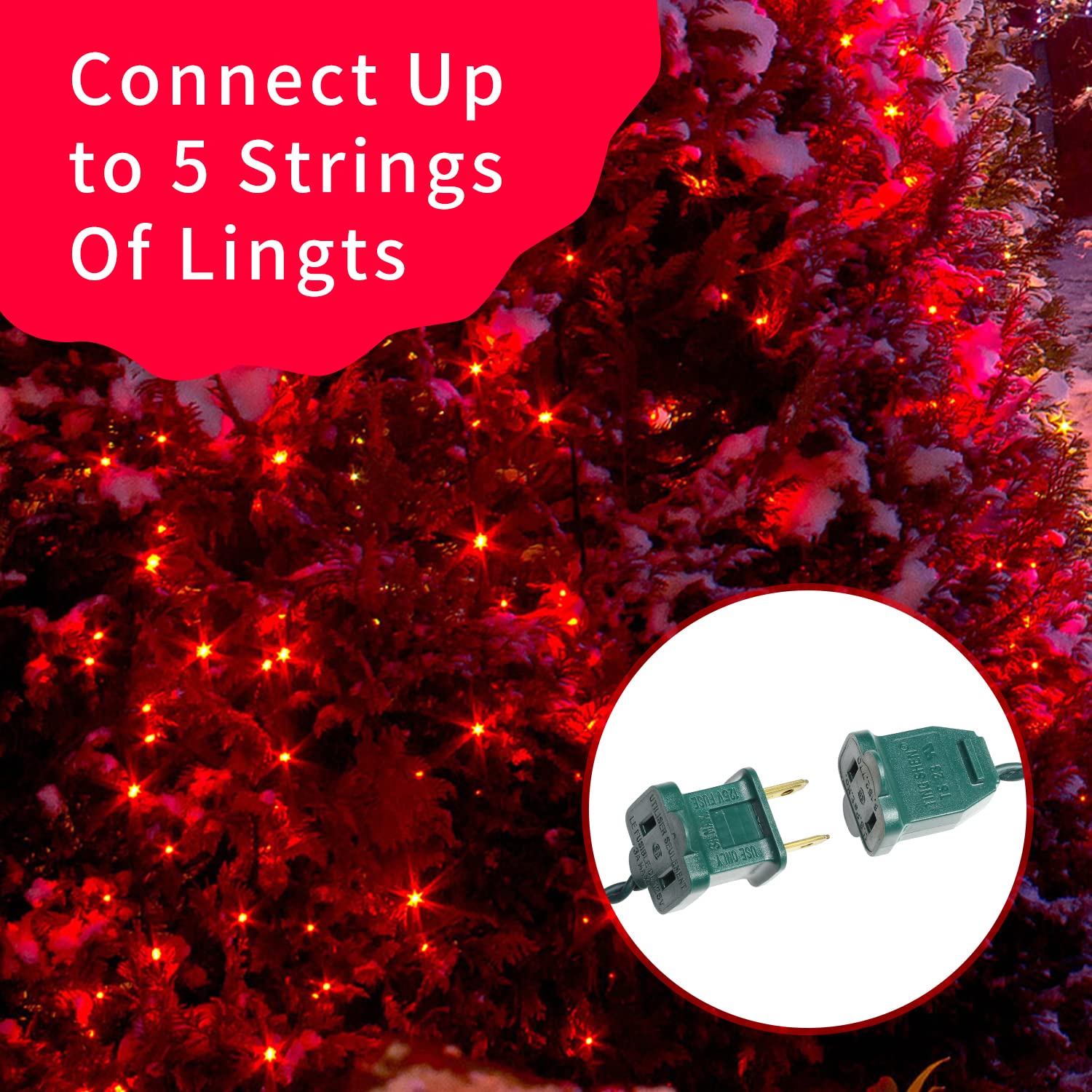 Twinglehome Ultra-Bright Connects End To End Red Christmas Mini Lights 300L 63.8Ft(2Sets-Each 150L)Ul Listed Incandescent Bulb String Light For Indoor Outdoor Holiday Garden Party Christmas Tree Decor