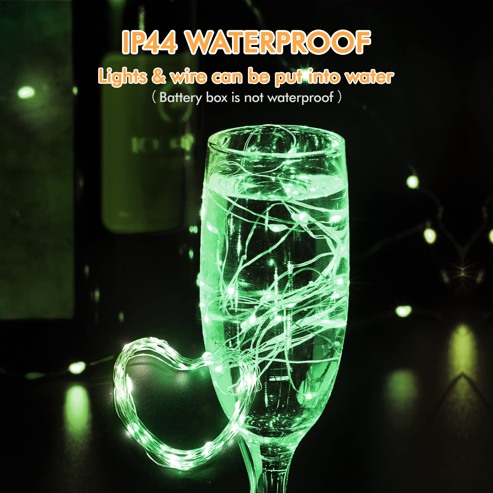 Bexdir 12 Pack Fairy Lights - 7Ft Waterproof Silver Wire String Lights, Battery Operated, Green Copper Mini Lights For Home Decor