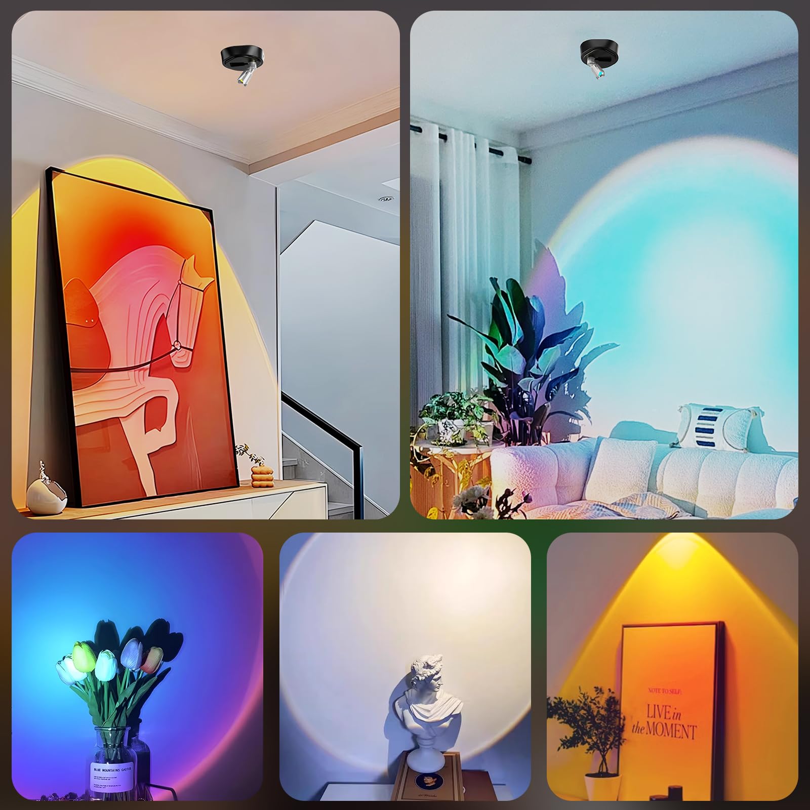 Hwawfsd Rgb Wireless Led Indoor Spotlight, Puck Light Art Plant Tree, 16 Color Adjustable Remote Spotlight, Closet Light With Rotatable Lamp Head - 2 Pack Black
