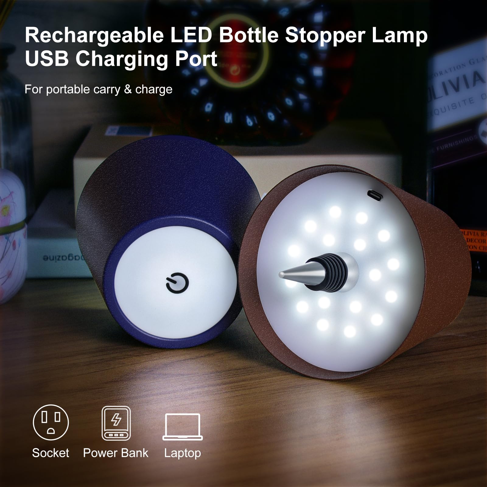 Soudfk Wireless Bottle Lamp, 2025 New 3 Color Rechargeable Wine Bottle Lights For Bars Restaurants (Dark Green, 1Pc)