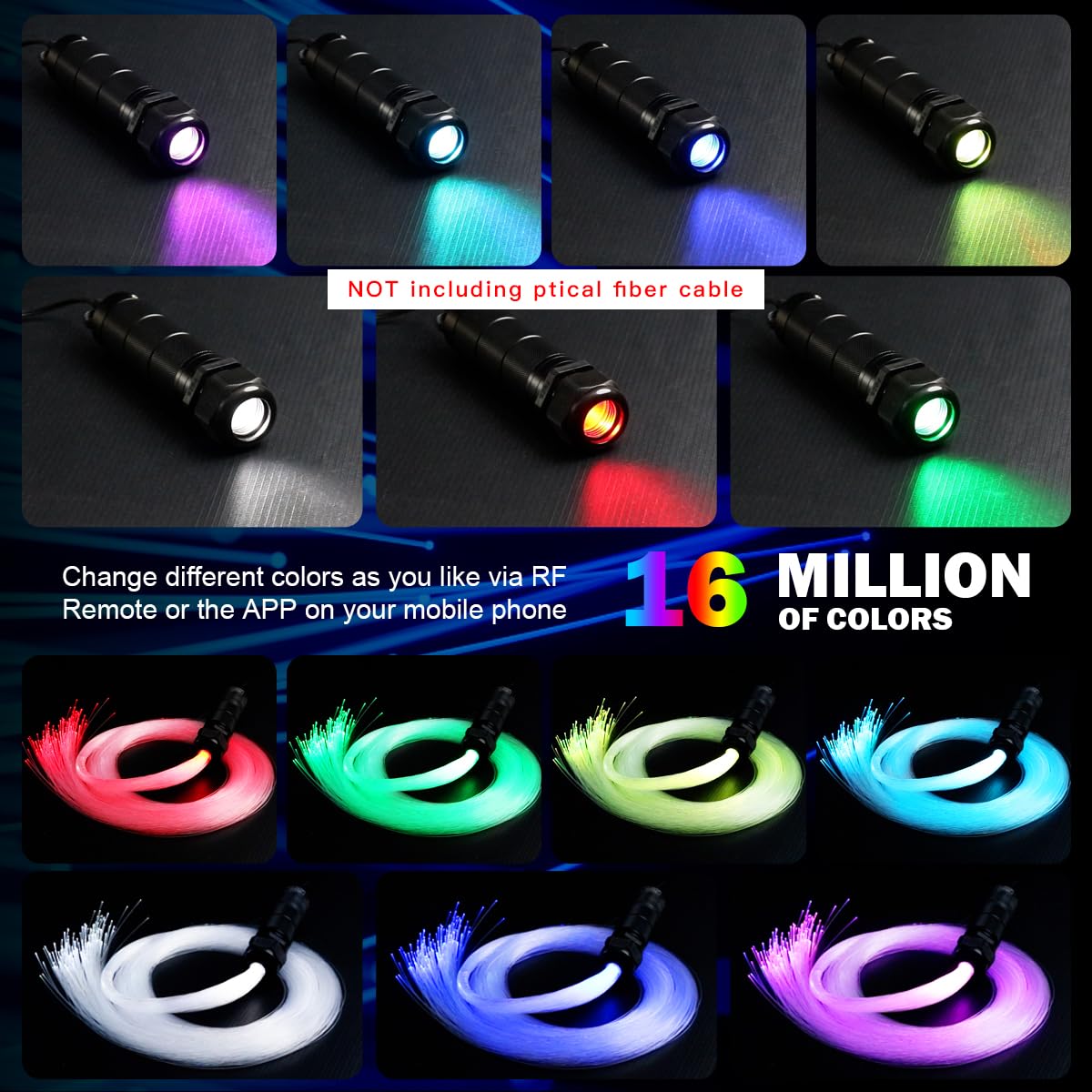 Amki Rgbw 6W Sound Mode Light Source Engine Driver Remote/App Control Starlight Box Motor For Fiber Optic Star Ceiling Light Kit