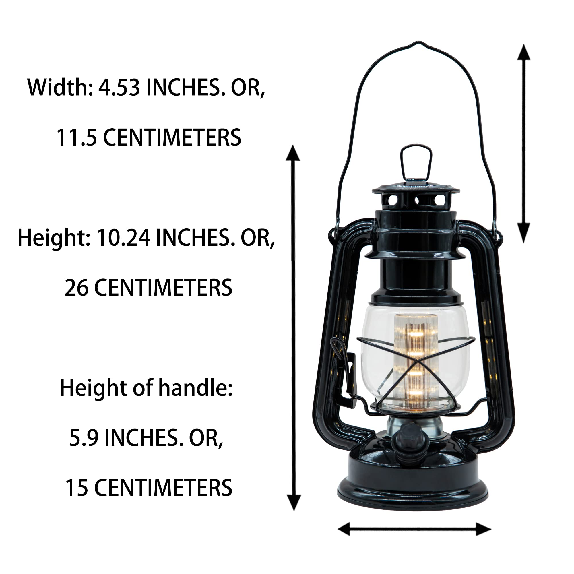 Yakii Led Vintage Lantern Metal Hanging Hurricane Lantern 12 Led Dimmer Switch Warm White Battery Operated Lantern Power Outage Indoor Camping Lighting Outdoor Brooklyn Lantern Decoration(Black)