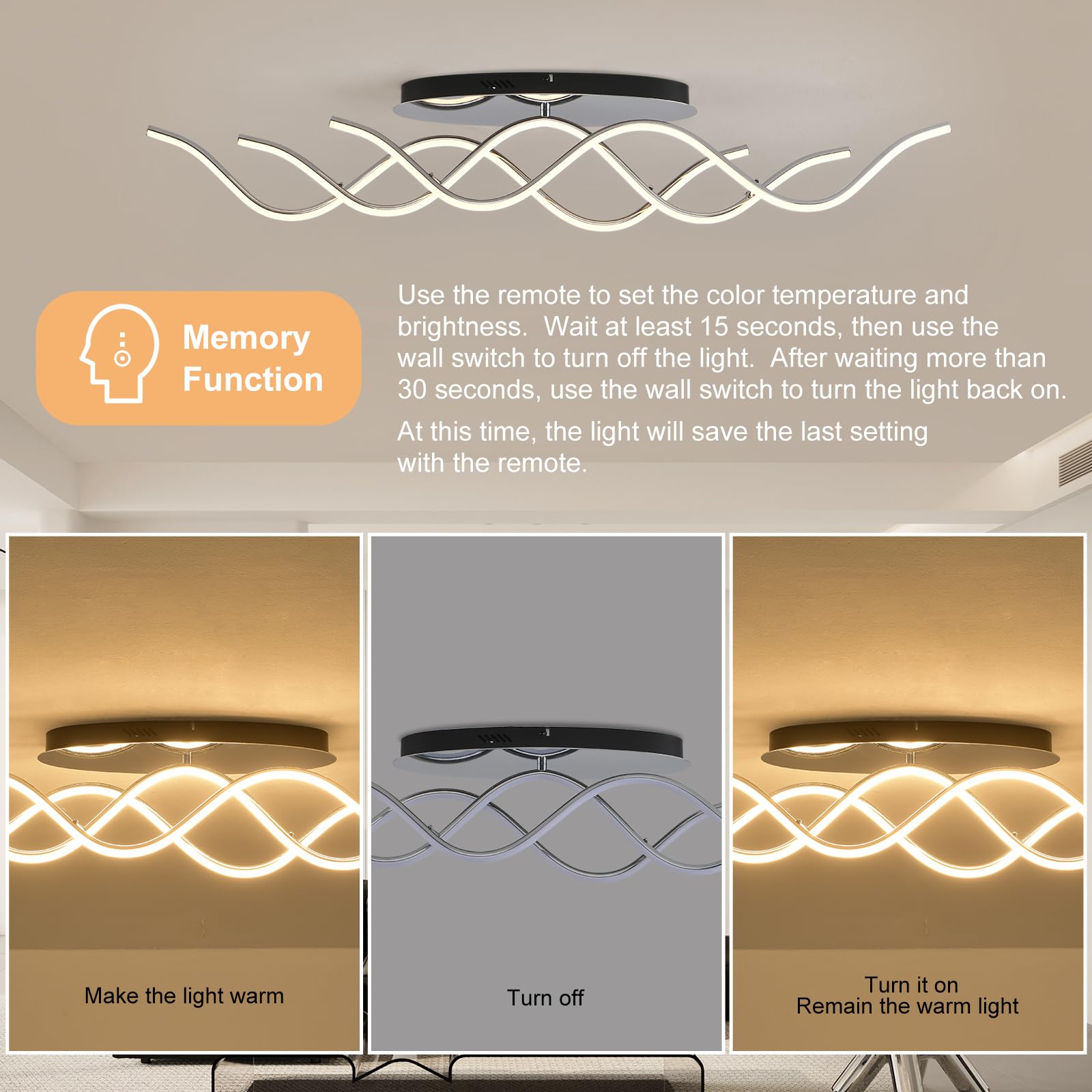 Qcyuui LED Ceiling Light Chandelier 40.55in Dimmable Chrome Aluminum Model QJD1007-C