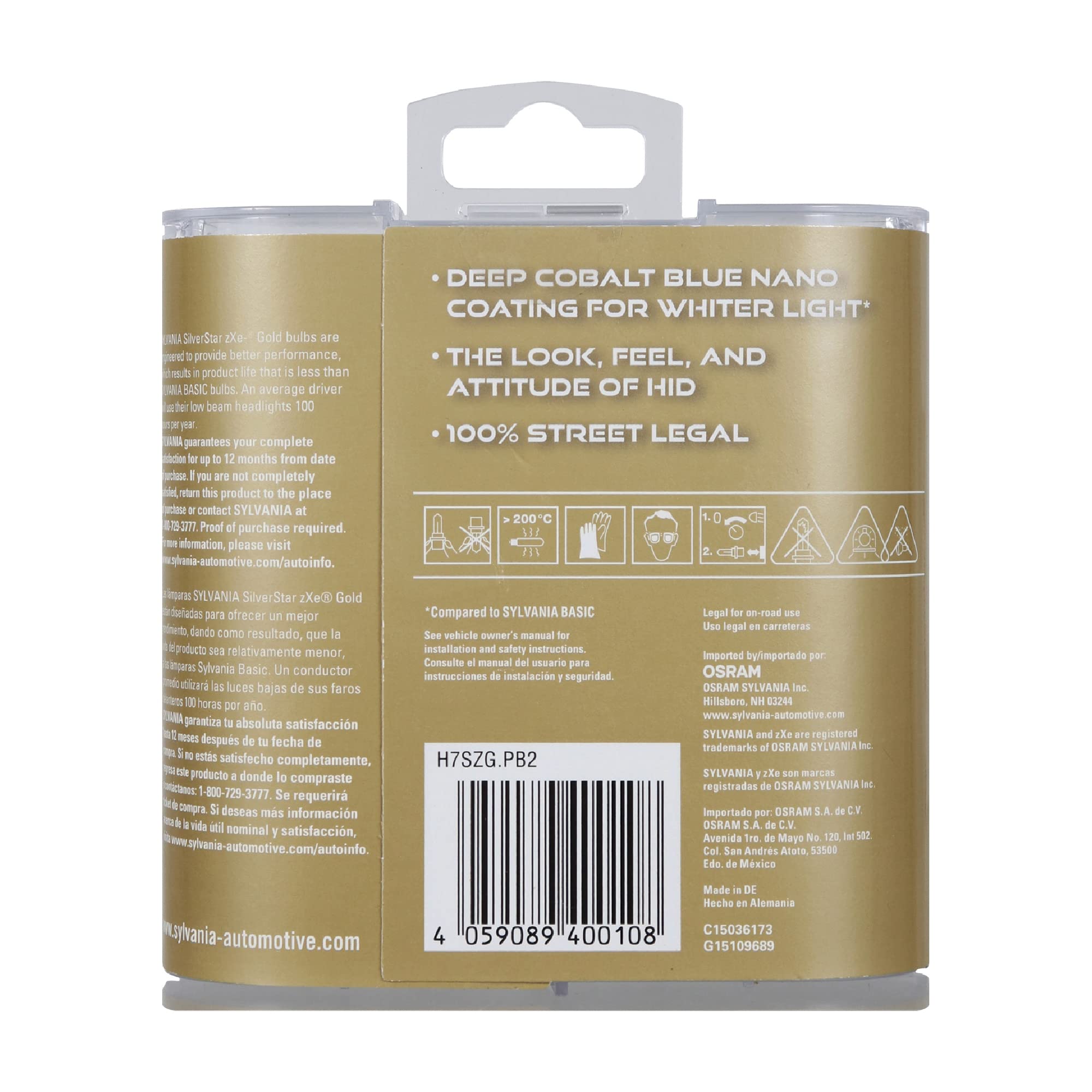 Sylvania - H7 (64210) Silverstar Zxe Gold High Performance Halogen Headlight Bulb - Headlight & Fog Light, Bright White Light Ou