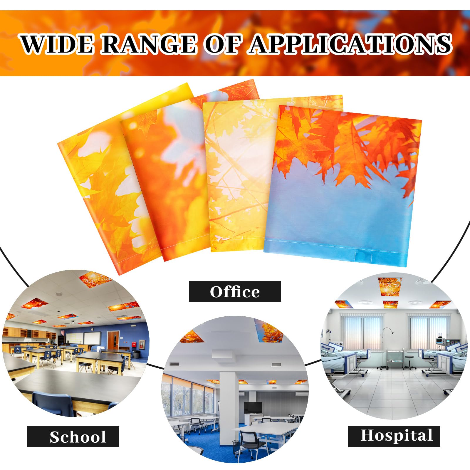 Roceei Pack Of 4 Fluorescent Light Covers For Ceiling Lights, 4 X 2 Ft, Magnetic Light Covers For Classroom Office Home School(M