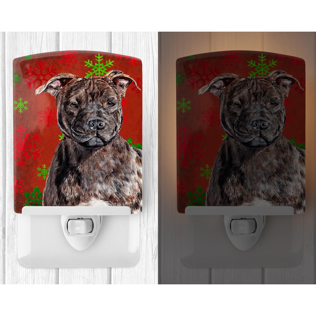 Carolines Treasures Night Light, Staffordshire Bull Terrier, Ceramic, UL-Certified, 6x4x3in, Multicolor, Model SC9753CNL