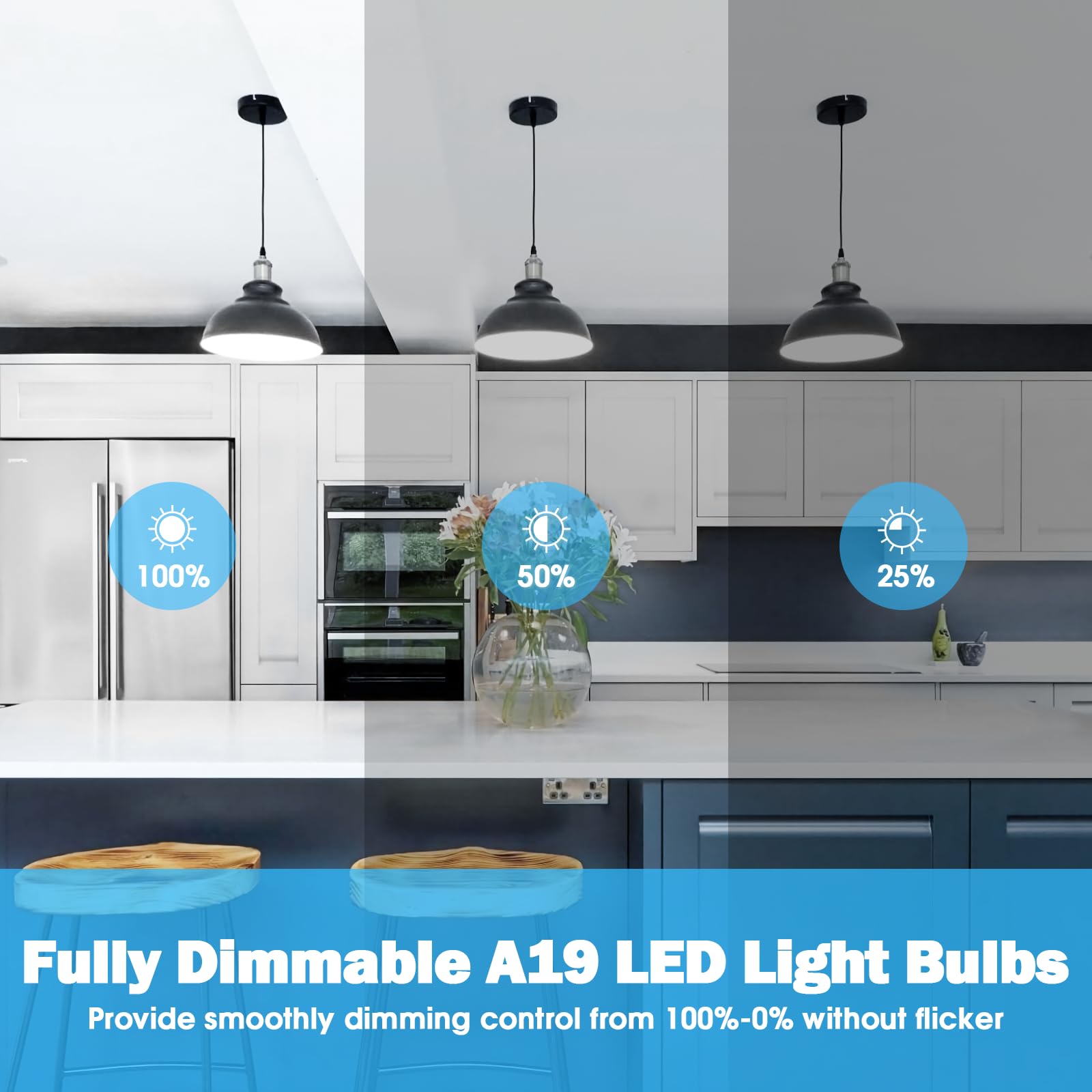 Maylaywood A19 LED Light Bulb 60W Equivalent 5000K Daylight White Dimmable 9W E26 Base 10-Pack