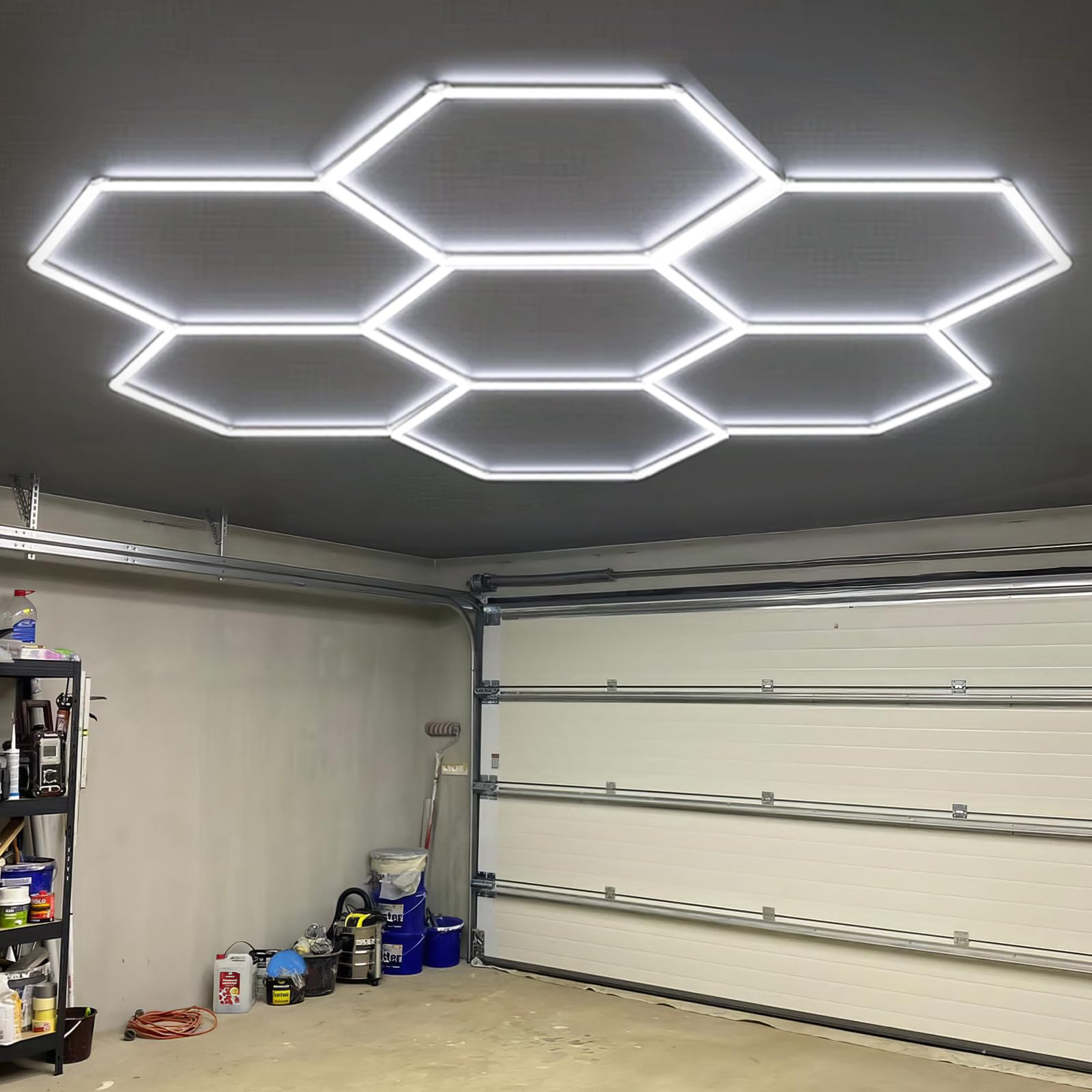 Faishilan Hexagon Lights: High Brightness 240W, 26,960 Lm, 6500K Hexagon Garage Lights, Hexagon Led Lights 7 Grid For Garage, Sh