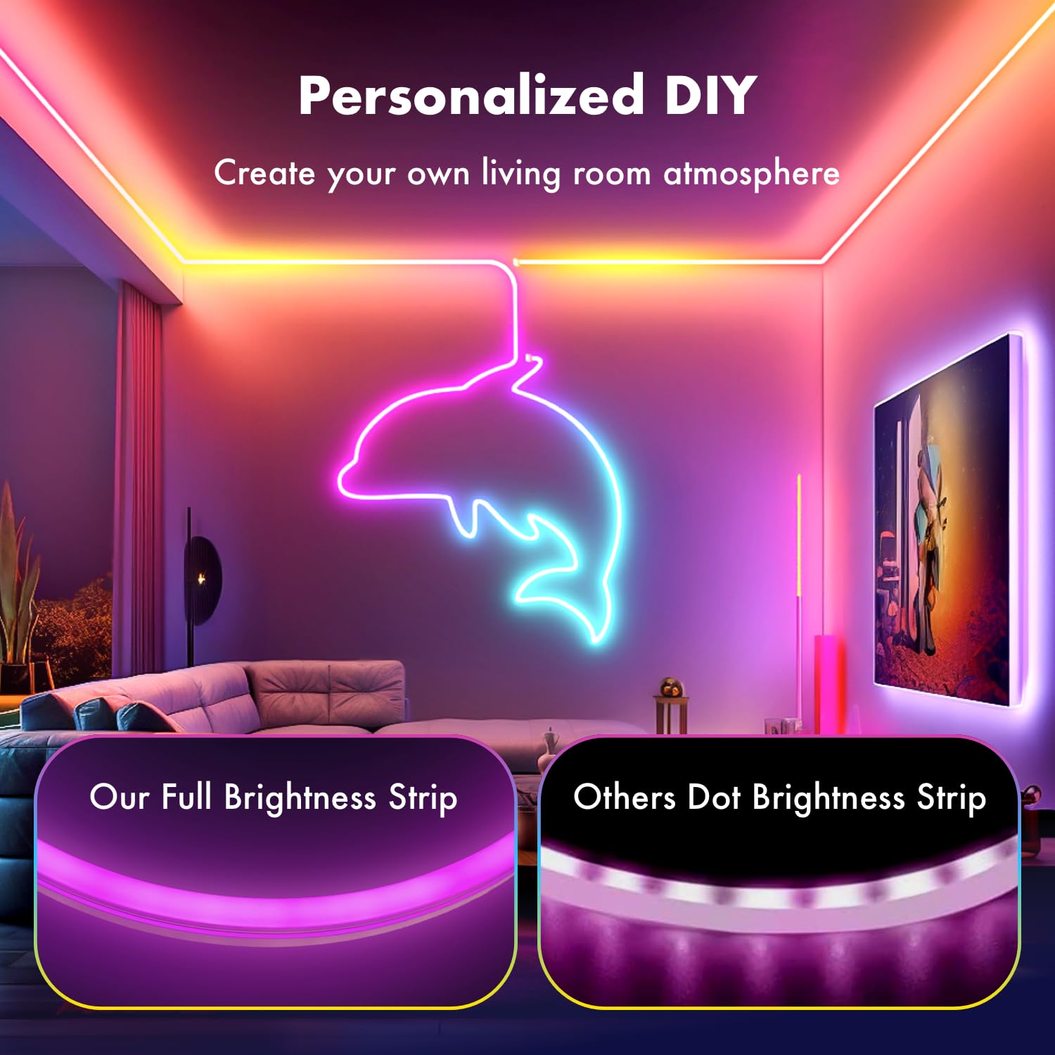 HRDJ LED Strip Lights, 16.4FT, IP67 Waterproof, Multicolor, APP Control, Music Sync, Model YingLX-5050LY5M