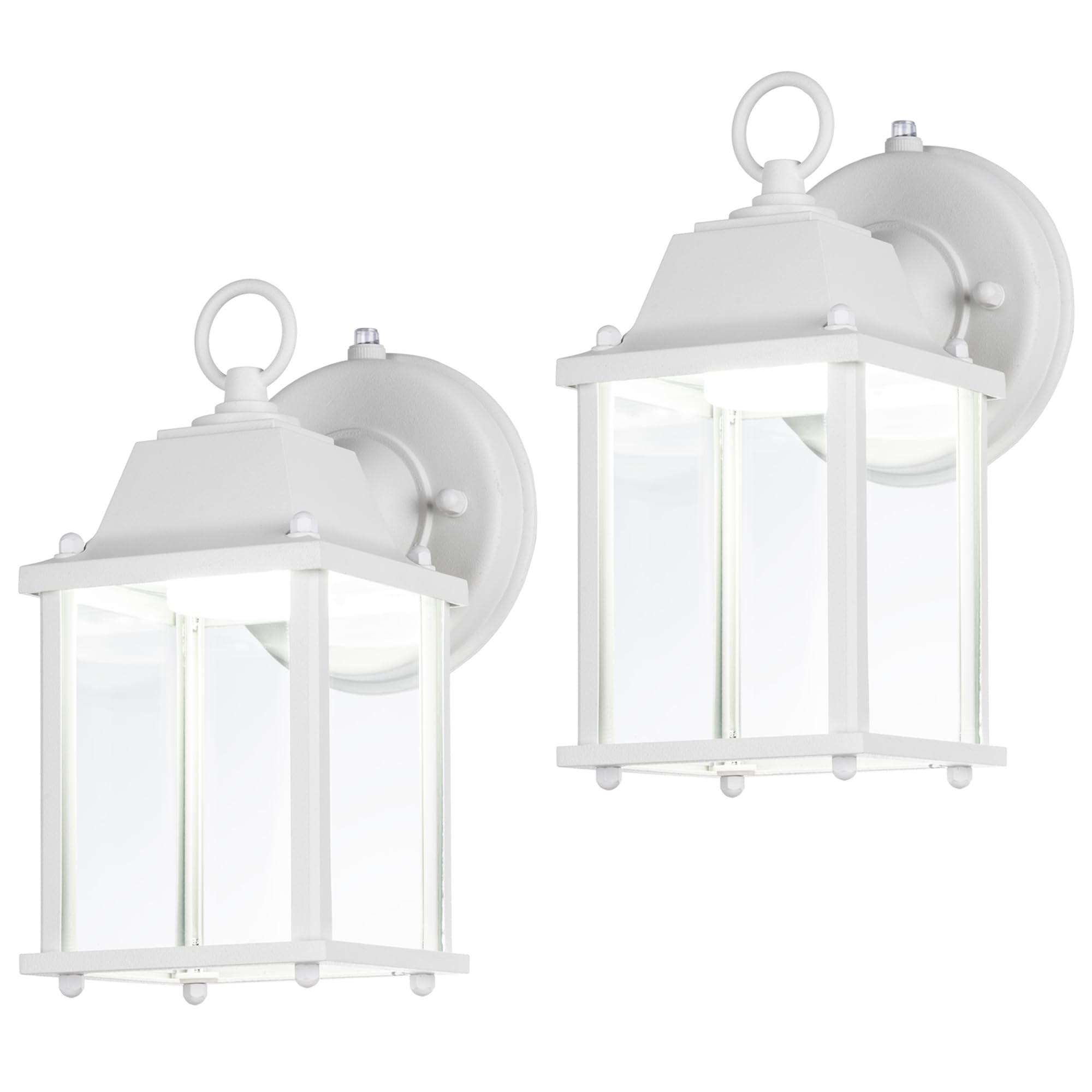 LIT-PaTH Dusk to Dawn Outdoor Wall Lantern, LED, 5000K White, Aluminum, 2-Pack, Model LT-WL001P50K-WT