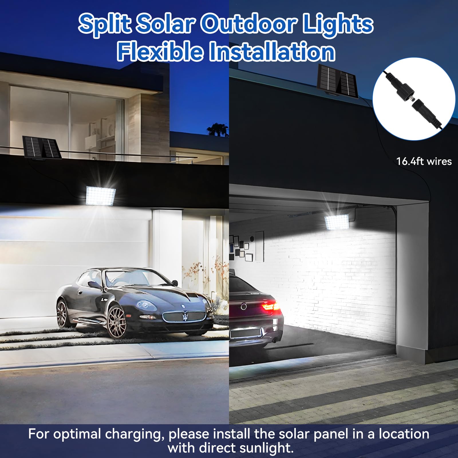 Aialun 184 LED Solar Outdoor Flood Lights, Motion Sensor, IP65 Waterproof, 2 Pack, Standard Size, Black, Model TGD01